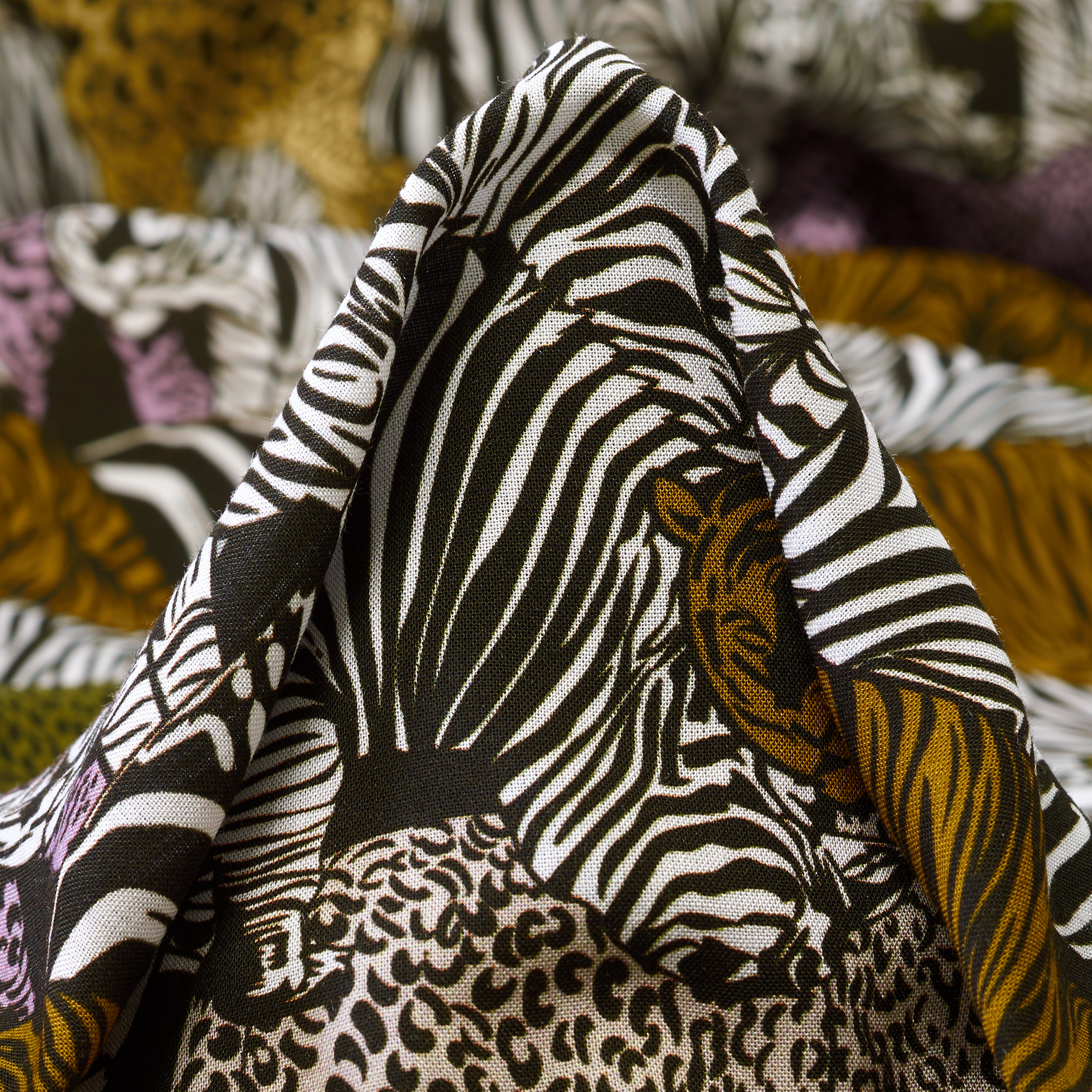 Viscosa, Estampado, Animales, Inca Gold&Tobacco Brown