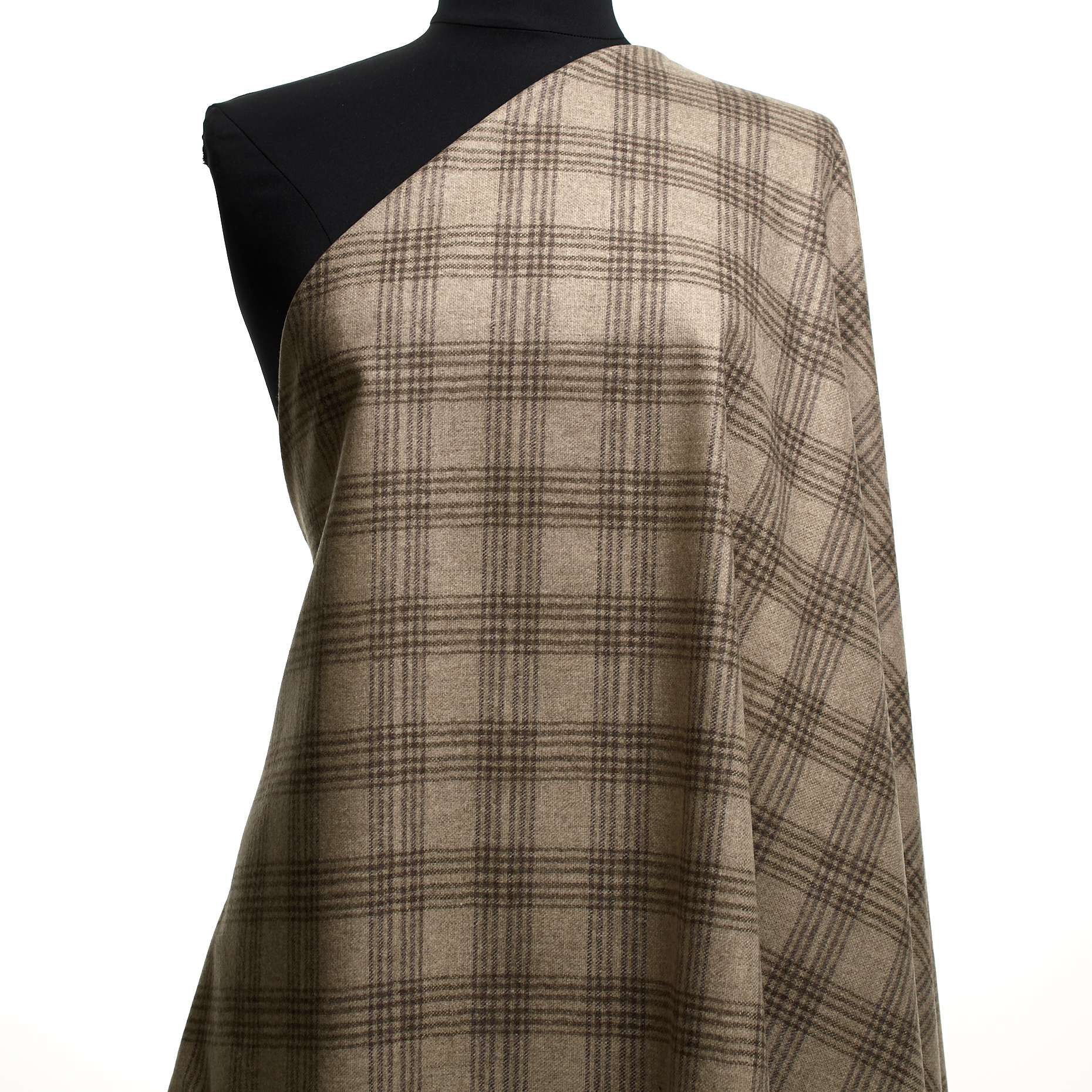 Gekochte Wolle, Kaschmir Mix, Karo, Silver Cloud&Walnut (F000047745) - Schaufensterpuppe