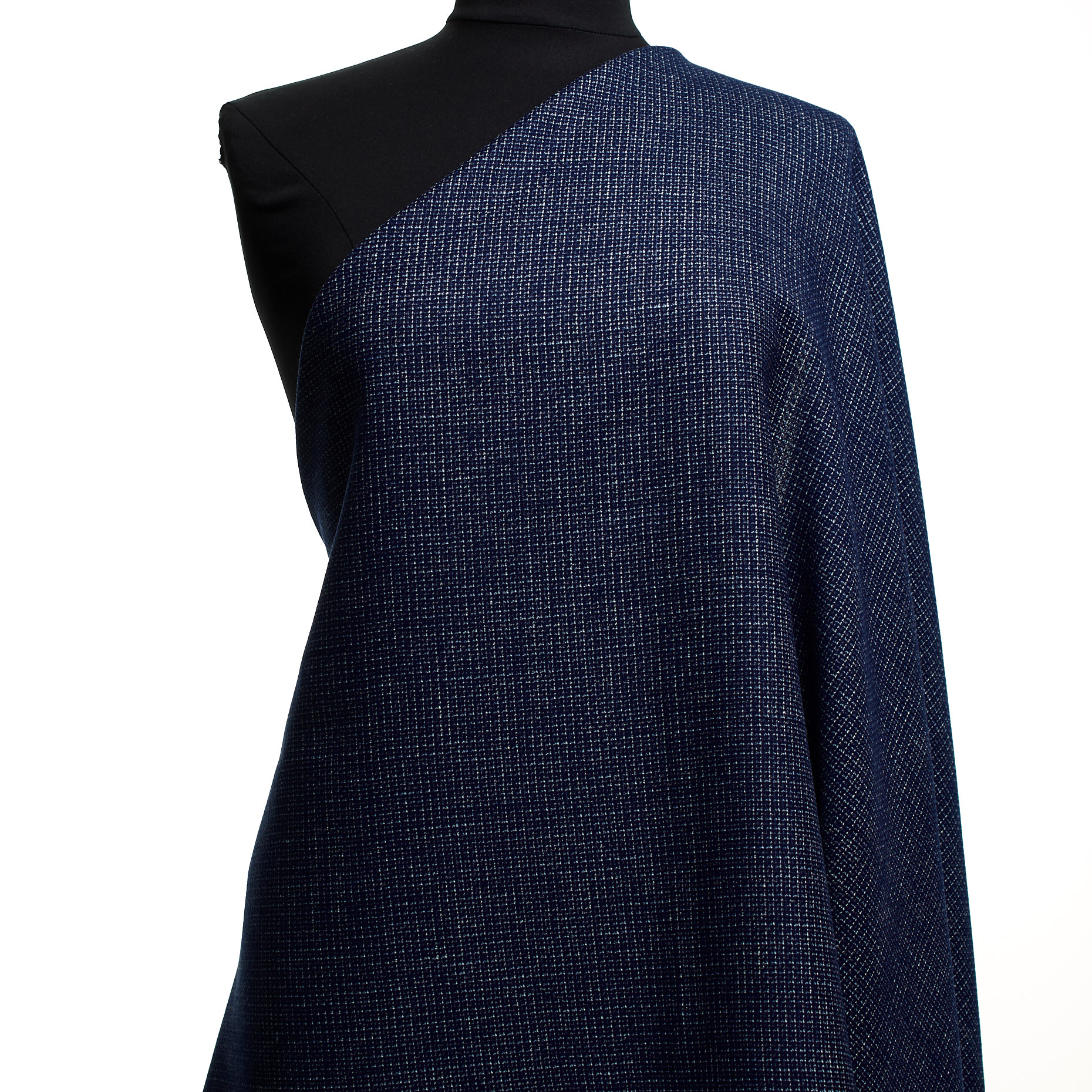 VIRGIN WOOL, LINEN BLEND, MICRO DESIGN, BLUE INDIGO (F000045114) - Mannequin
