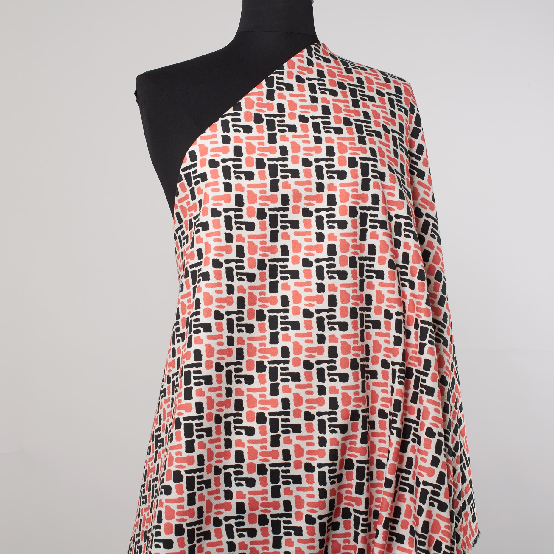 Algodón, Estampado, Elástico, Brilliant White&Burnt Coral (F000025714) - Maniquí