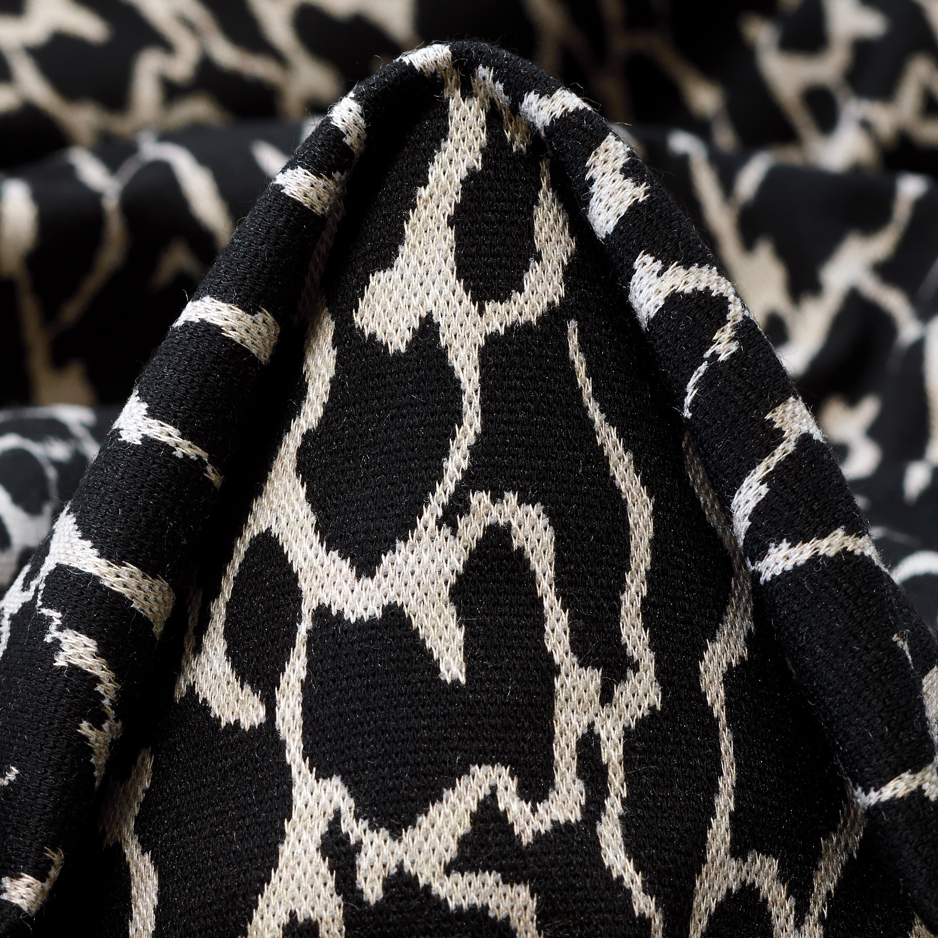 Jacquard, Jersey, Viscosa, Marshmallow&Raven Black (F000043139)