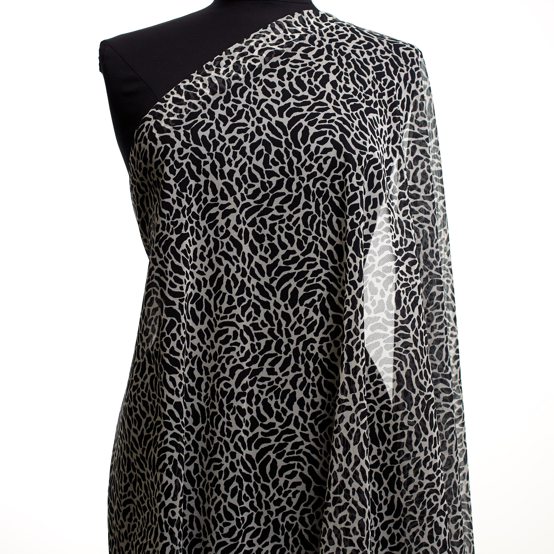 Сетка, Принт, Стрейч, Ivory&Raven Black (F000042923) - Манекен