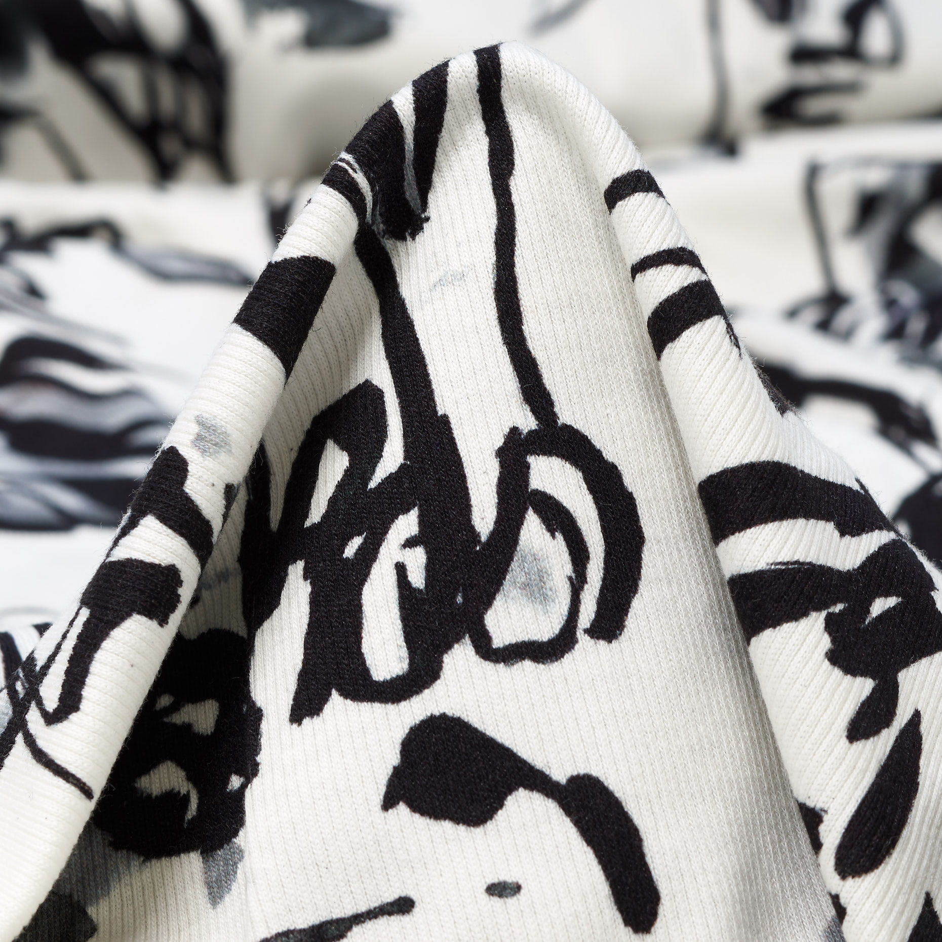 RIB JERSEY, COTTON, ELASTIC, IVORY&RAVEN BLACK (F000043066)