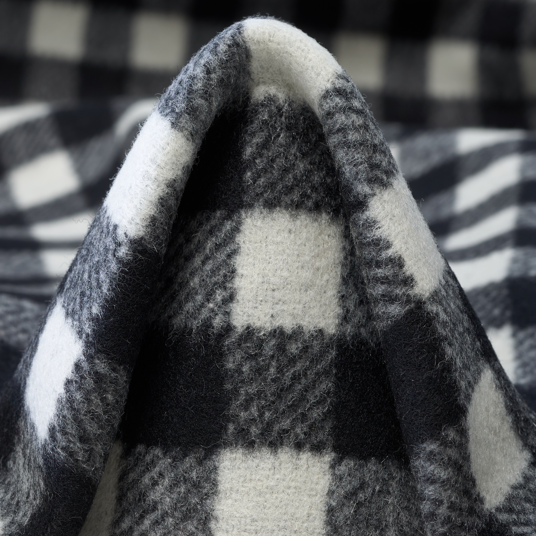 DOUBLE, WOOL, CHECK, VANILLA ICE&RAVEN BLACK (F000047852)