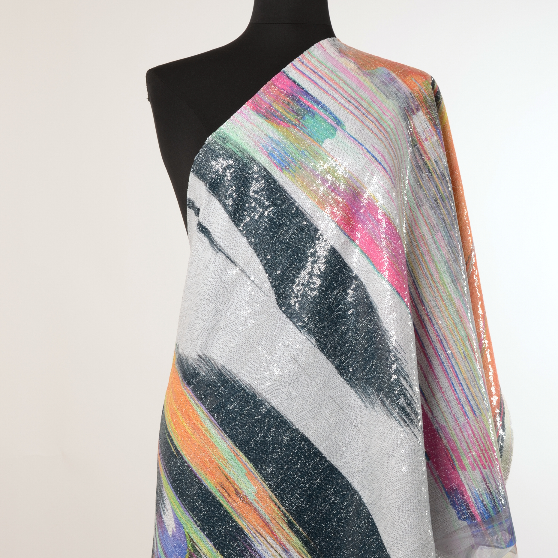 Пайетки, Принт, Стрейч, Azalea Pink (F000018814) - Манекен