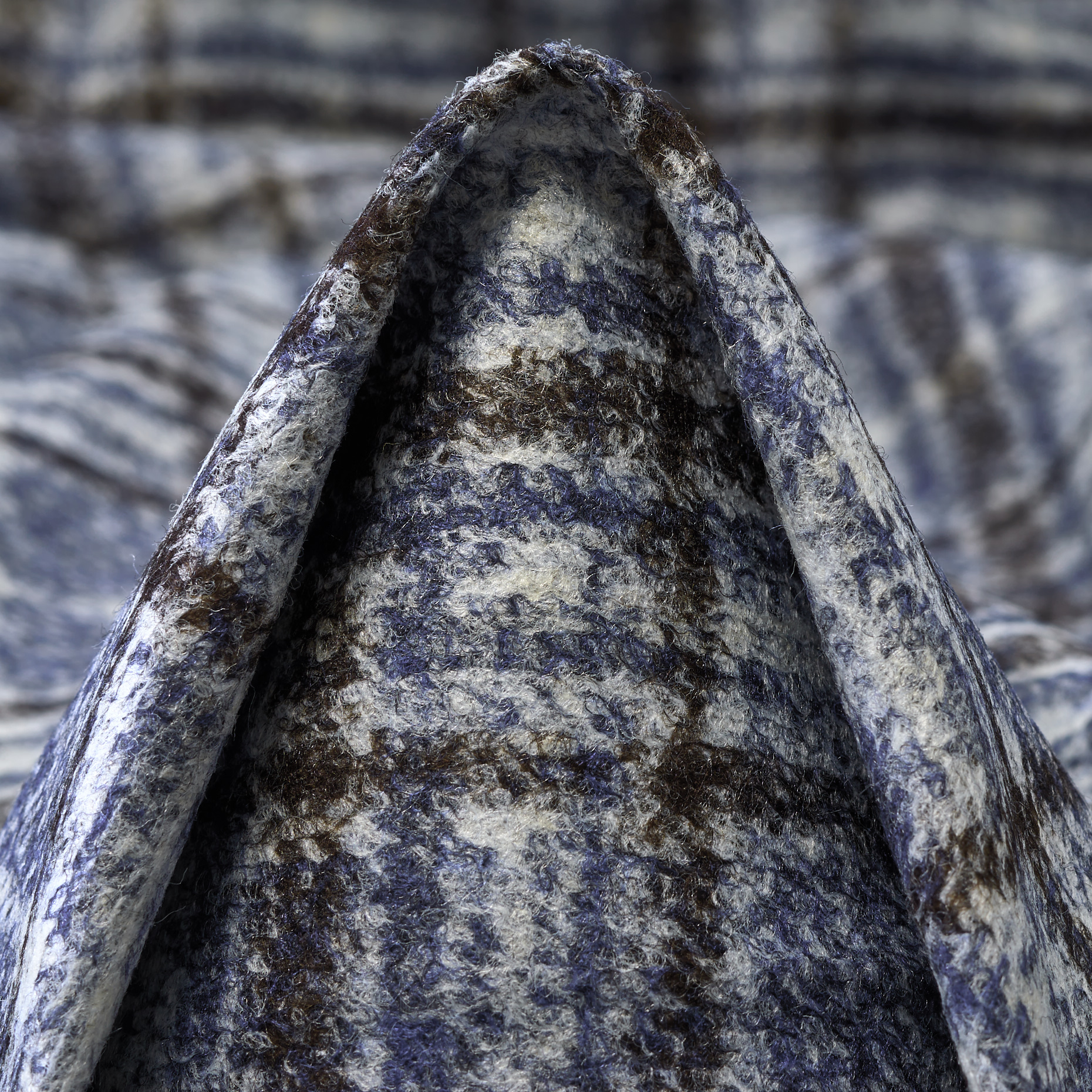 JERSEY, BOILED WOOL, CHECK, SKIPPER BLUE&CHOCOLATE BROWN (F000048153)