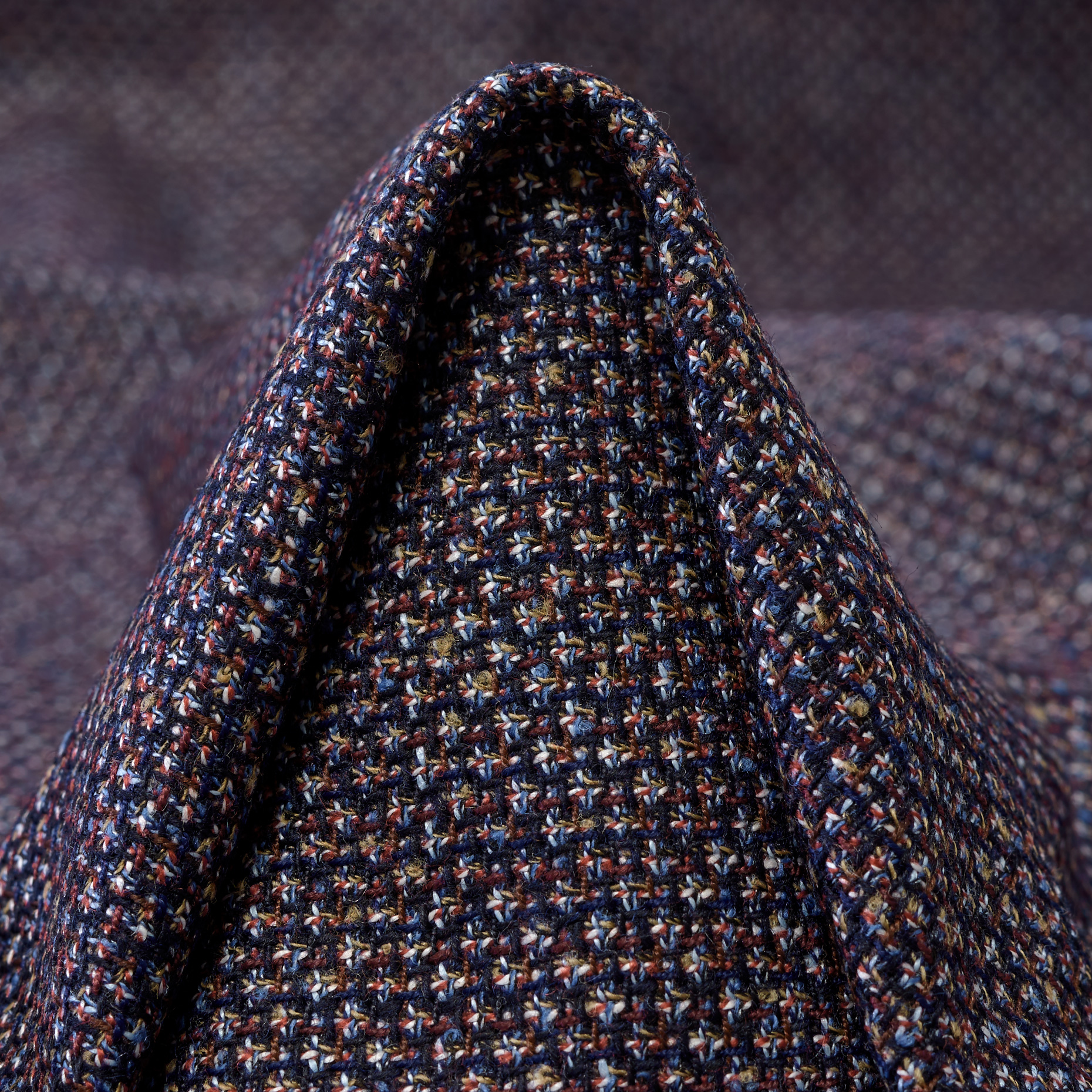 WOOL, LINEN BLEND, MICRO DESIGN, BLACK IRIS