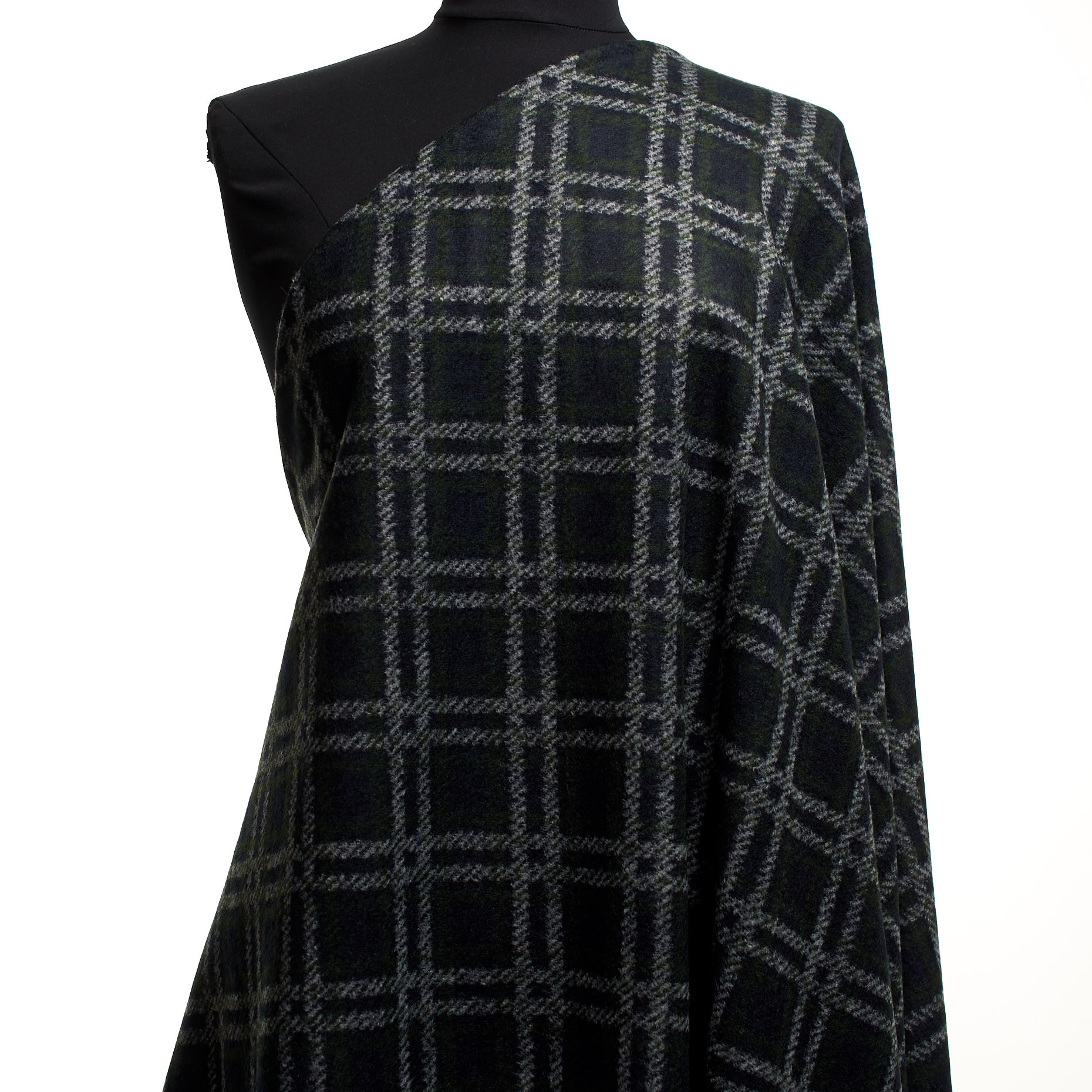 Jersey, Mieszanka wełny, Szczotkowany, Grape Leaf&Parisian Night (F000045180) - Manekin