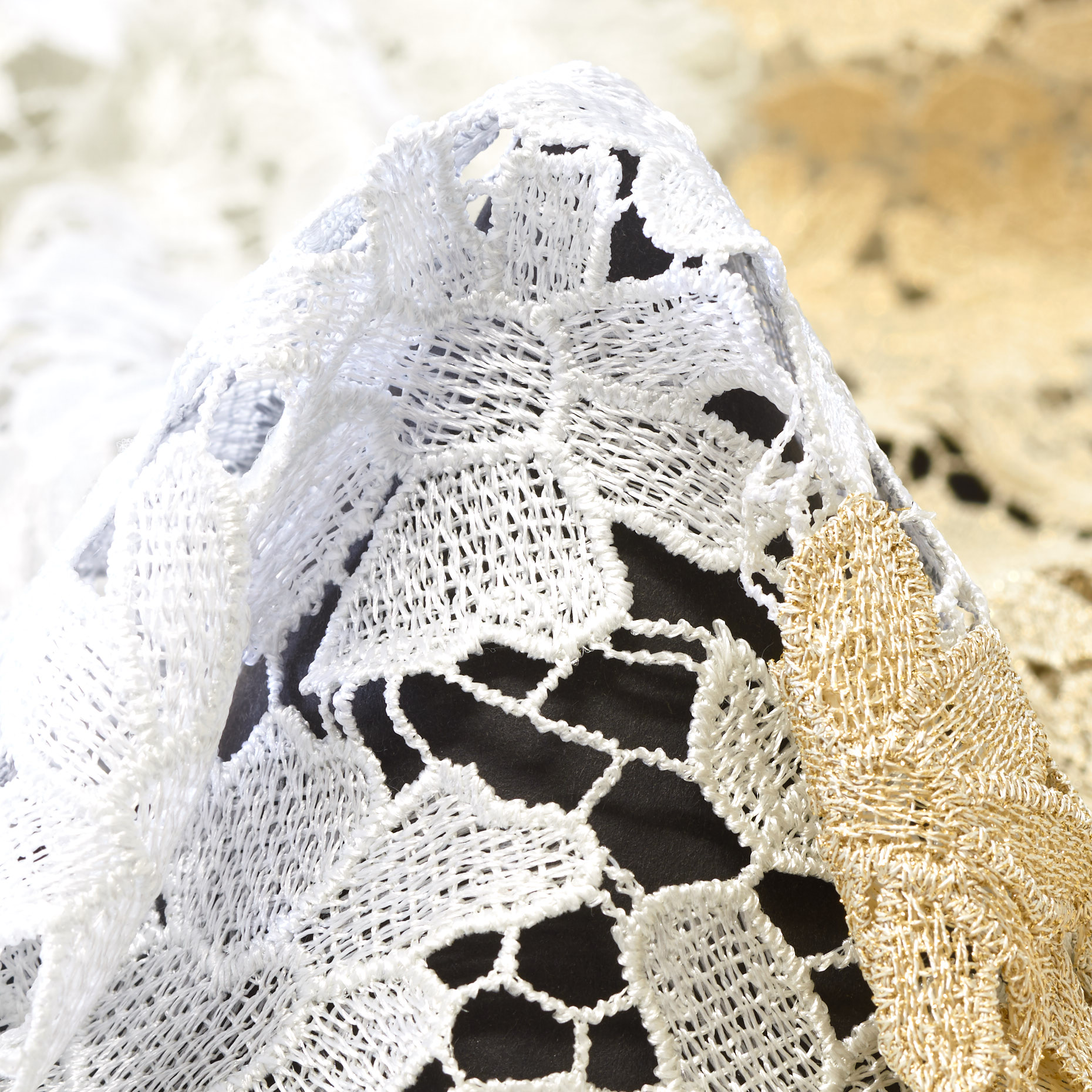 Koronka, Lurex, Red Gold&Brilliant White (F000037642)