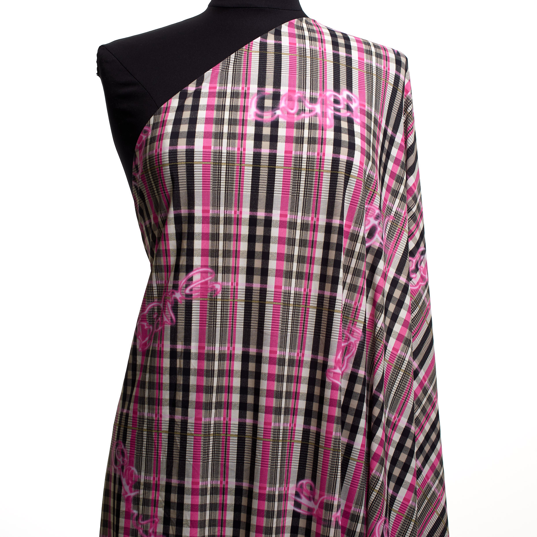 Техно Джерси, Принт, Высокая Эластичность, Pink Peacock&Stone (F000043019) - Манекен