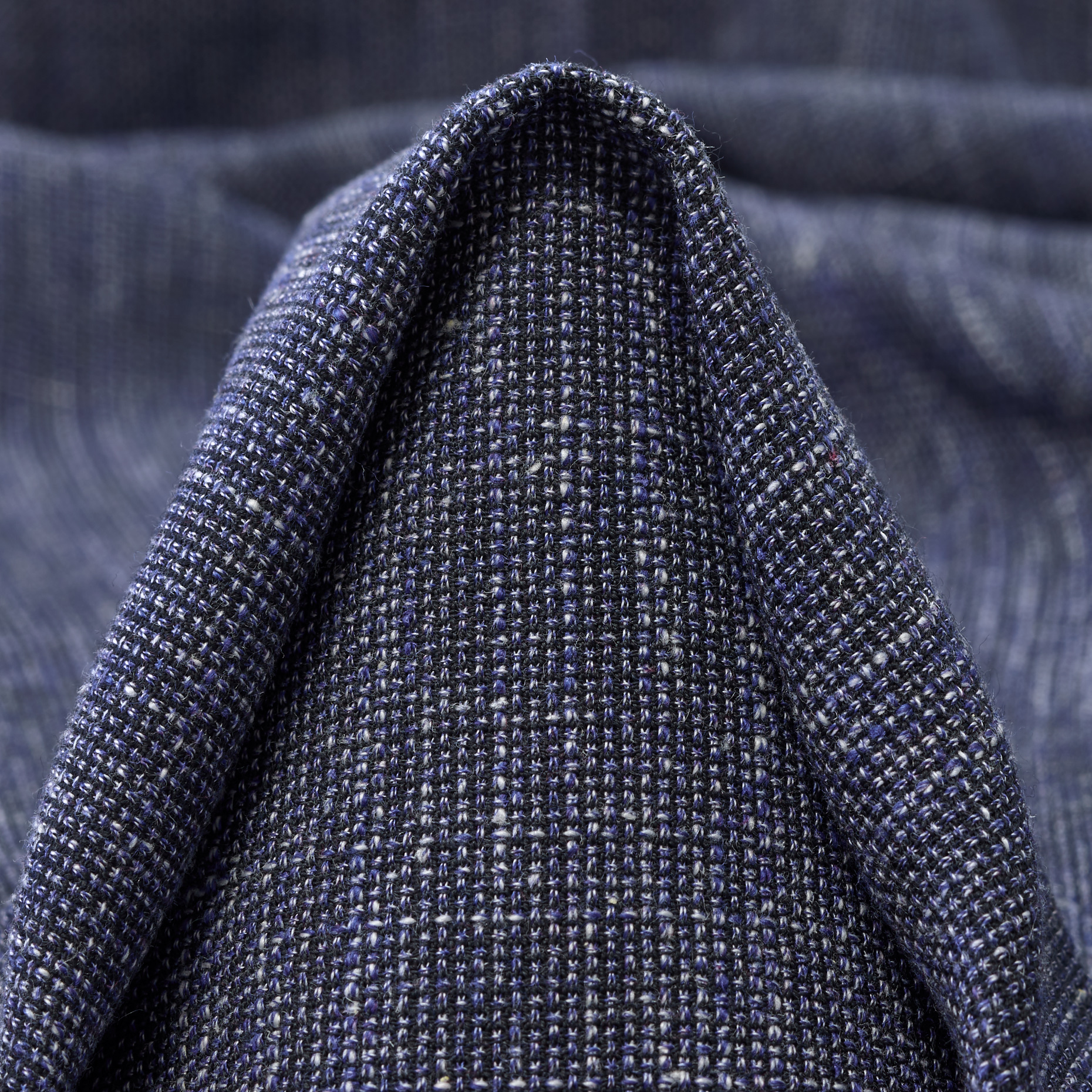 VIRGIN WOOL, LINEN BLEND, MELANGE, BLUE INDIGO (F000047938)