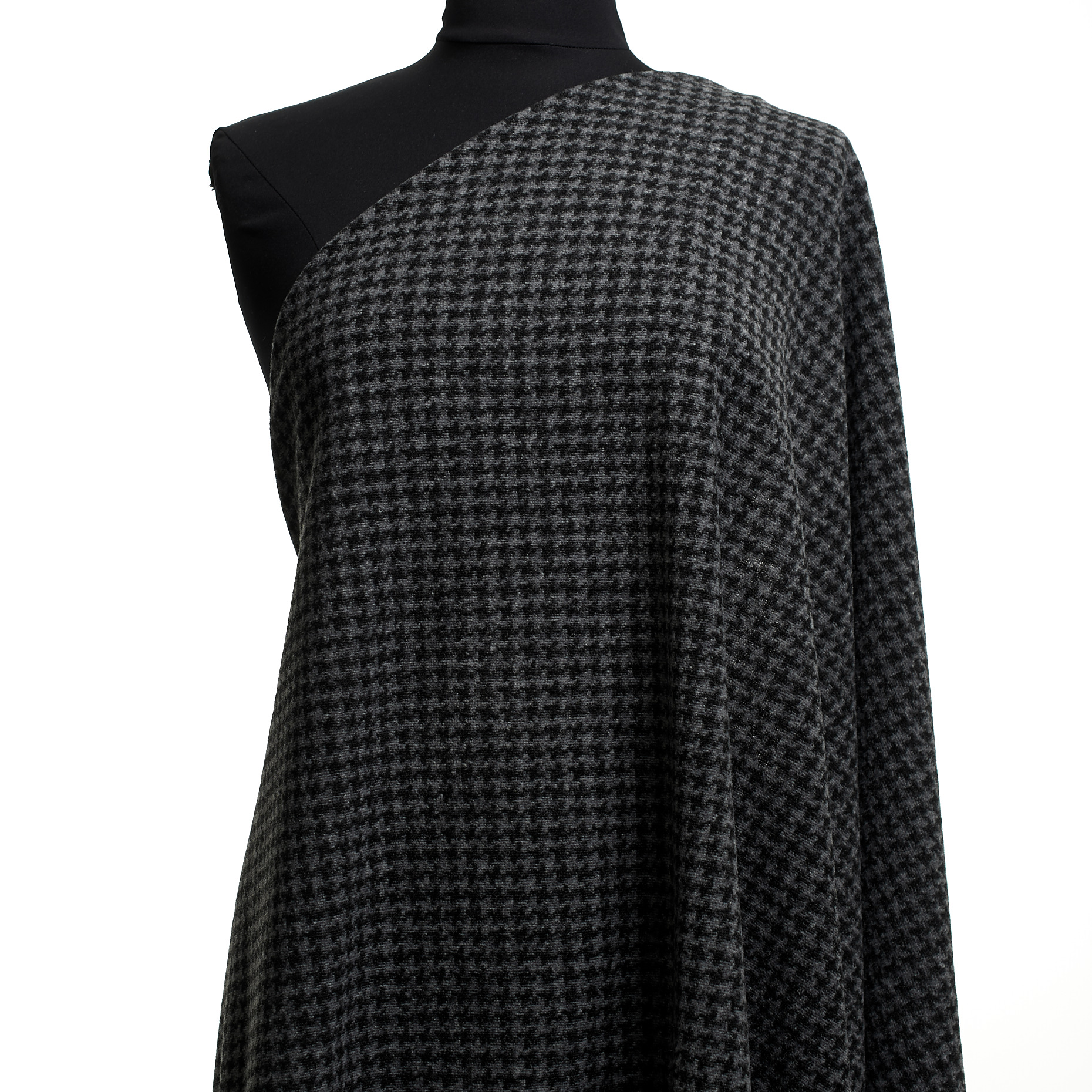 JERSEY, WOOL, HOUNDSTOOTH, CHISELED STONE&RAVEN BLACK (F000047398) - Mannequin