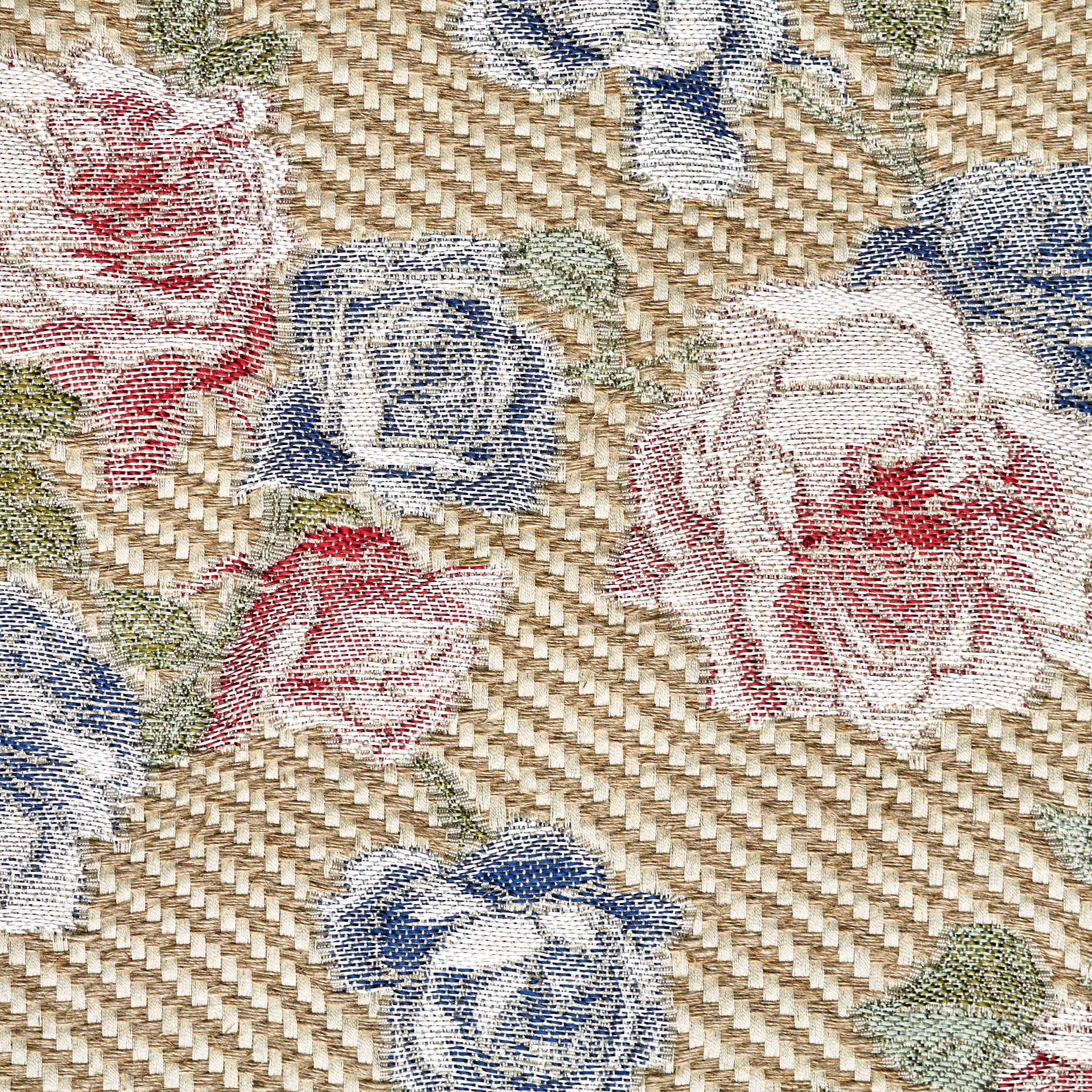 JACQUARD, LINEN, FLORAL, CORNSTALK&SAVVY RED (P000005630) - Texture