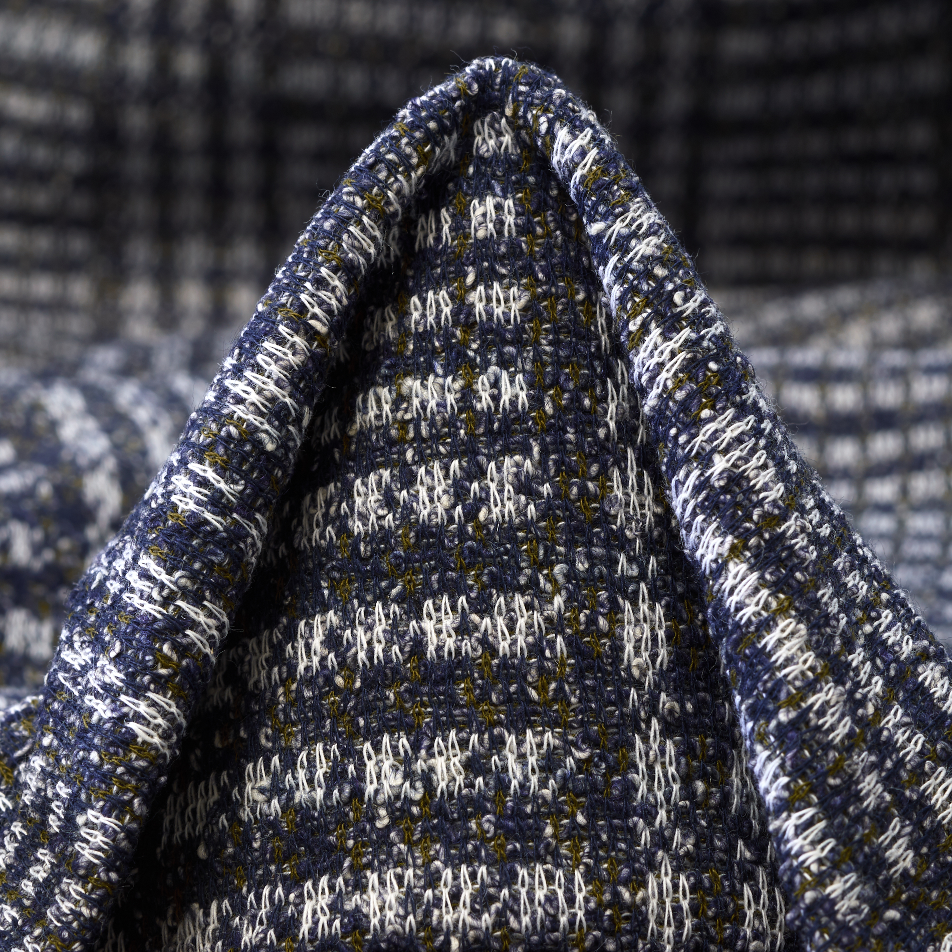 JERSEY, JACQUARD, GLENCHECK, BURNT OLIVE&DARK BLUE (F000032197)