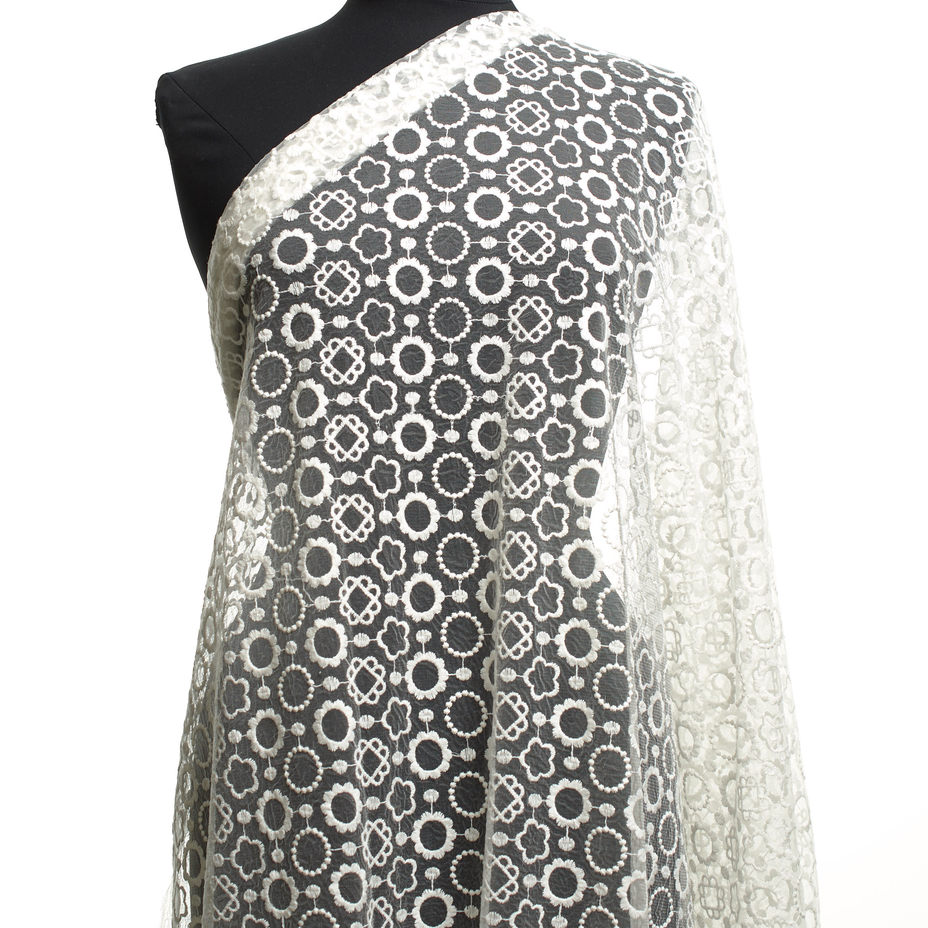 Spitze, Baumwolle Mix, Floral, Lucent White (C0003160) - Schaufensterpuppe