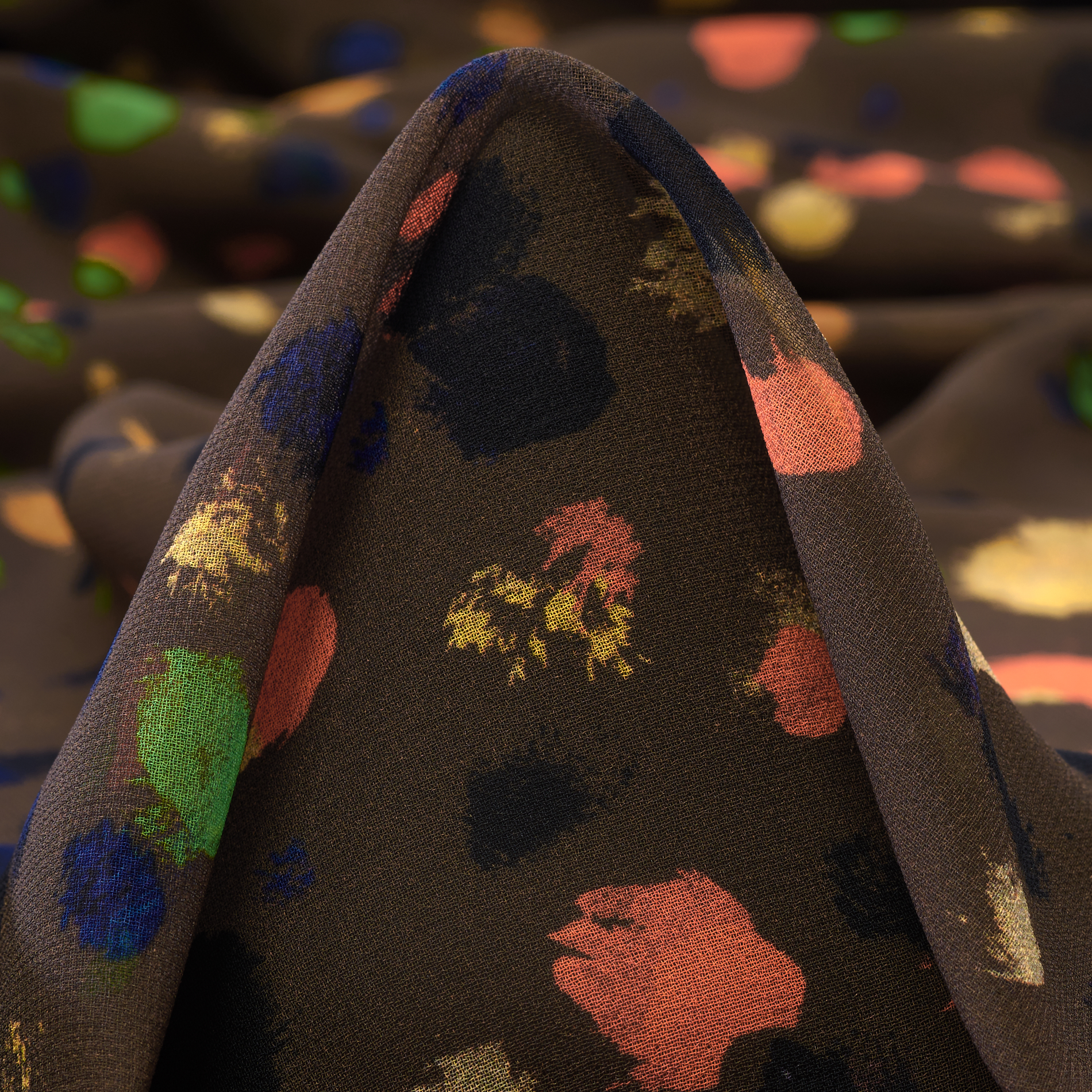 CRÊPE, PRINTED, TRANSPARENT, COCOA (F000031795)