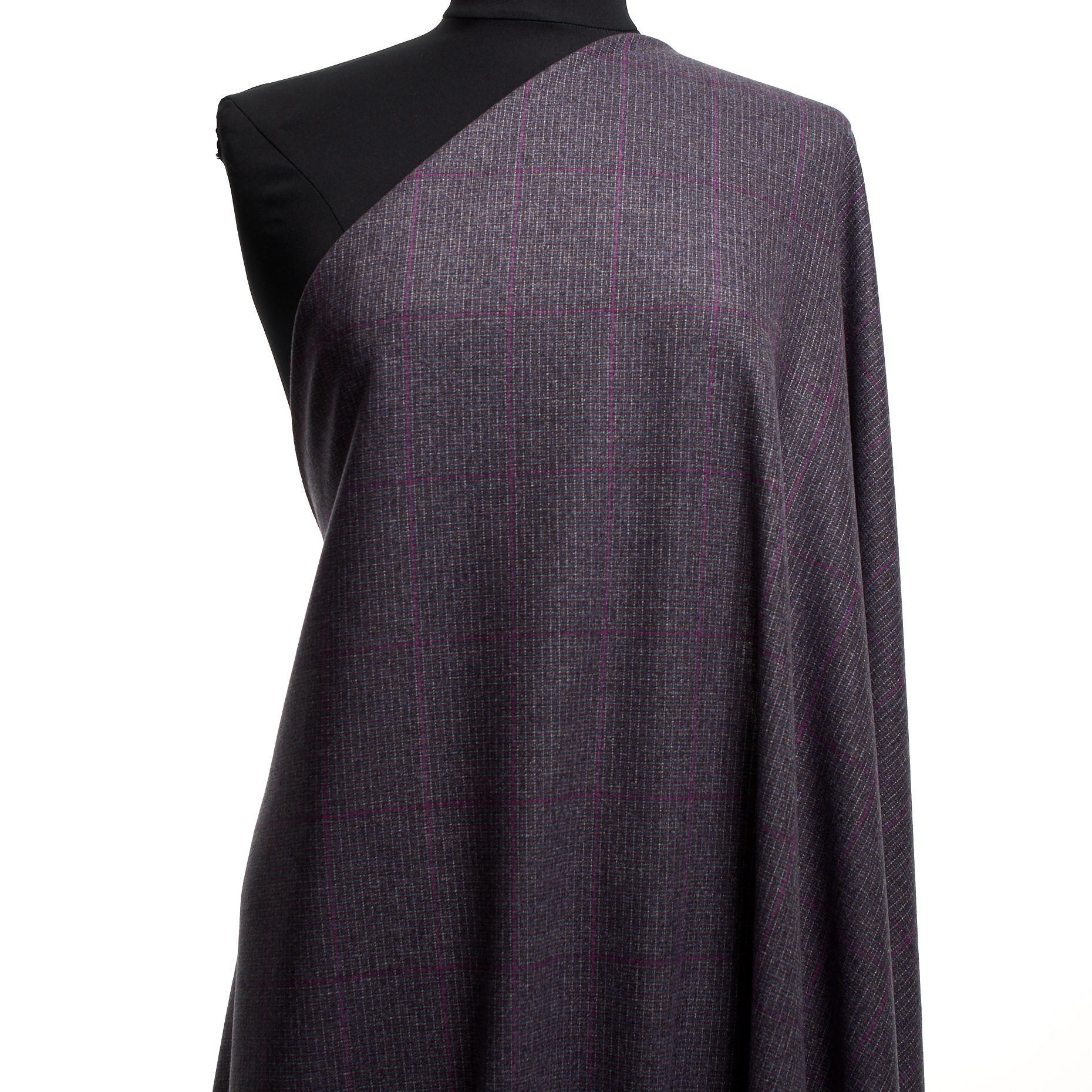 FLANNEL, WOOL, CHECK, GRAPE (F0002267) - Mannequin