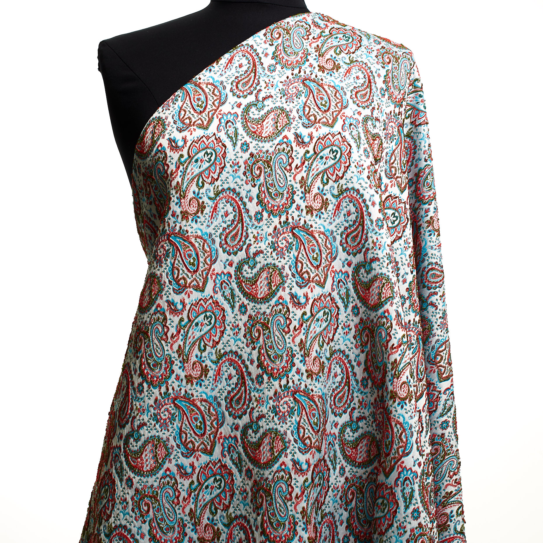 Jacquard, Algodón Mix, Paisley, Lucent White&Blue Curacao (P000002700) - Maniquí