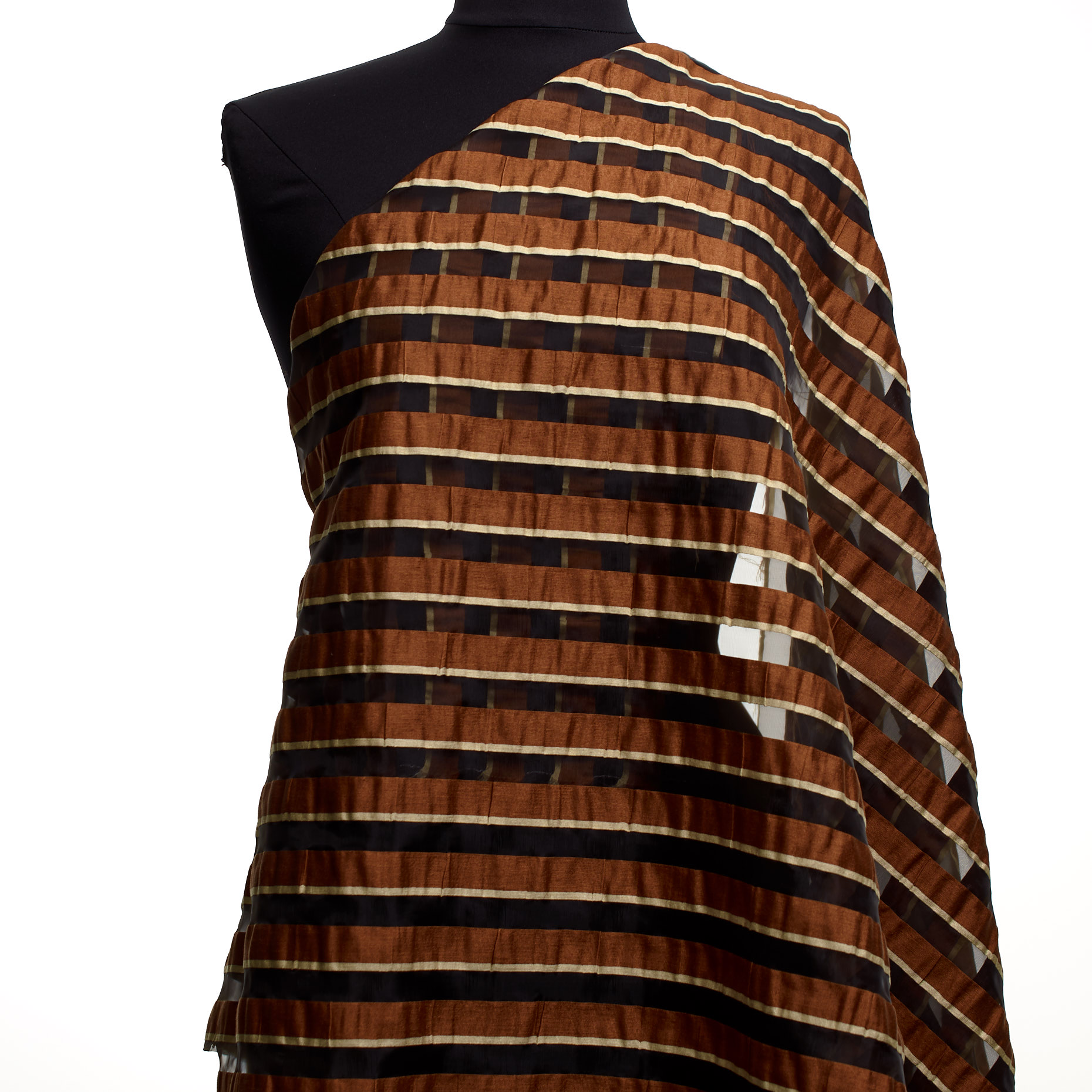 ORGANZA, VISCOSE, STRIPES, COCONUT SHELL&RAVEN BLACK (F000043646) - Mannequin