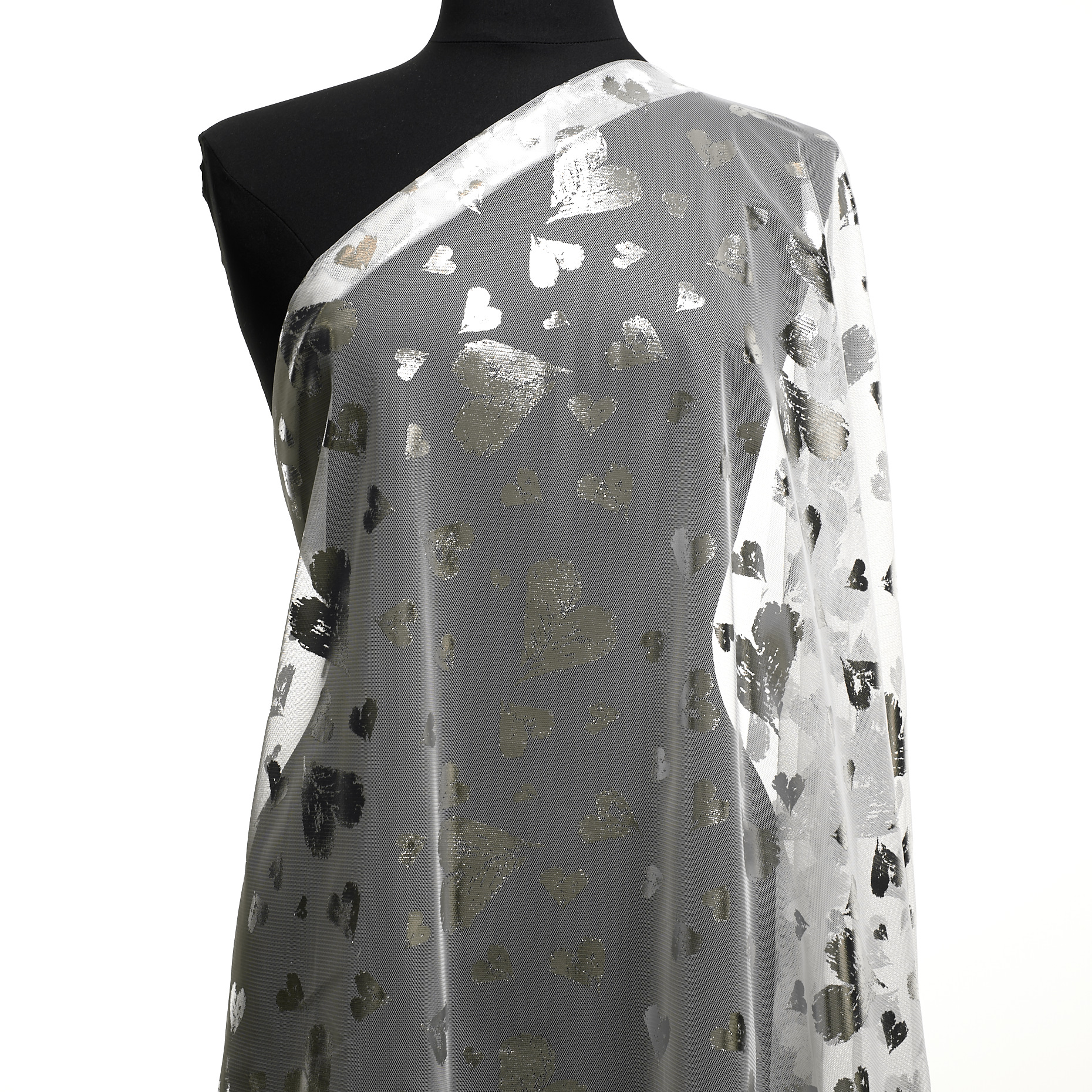 Тюль, Принт, Отблеск, Brilliant White&Silver (F000048636) - Манекен