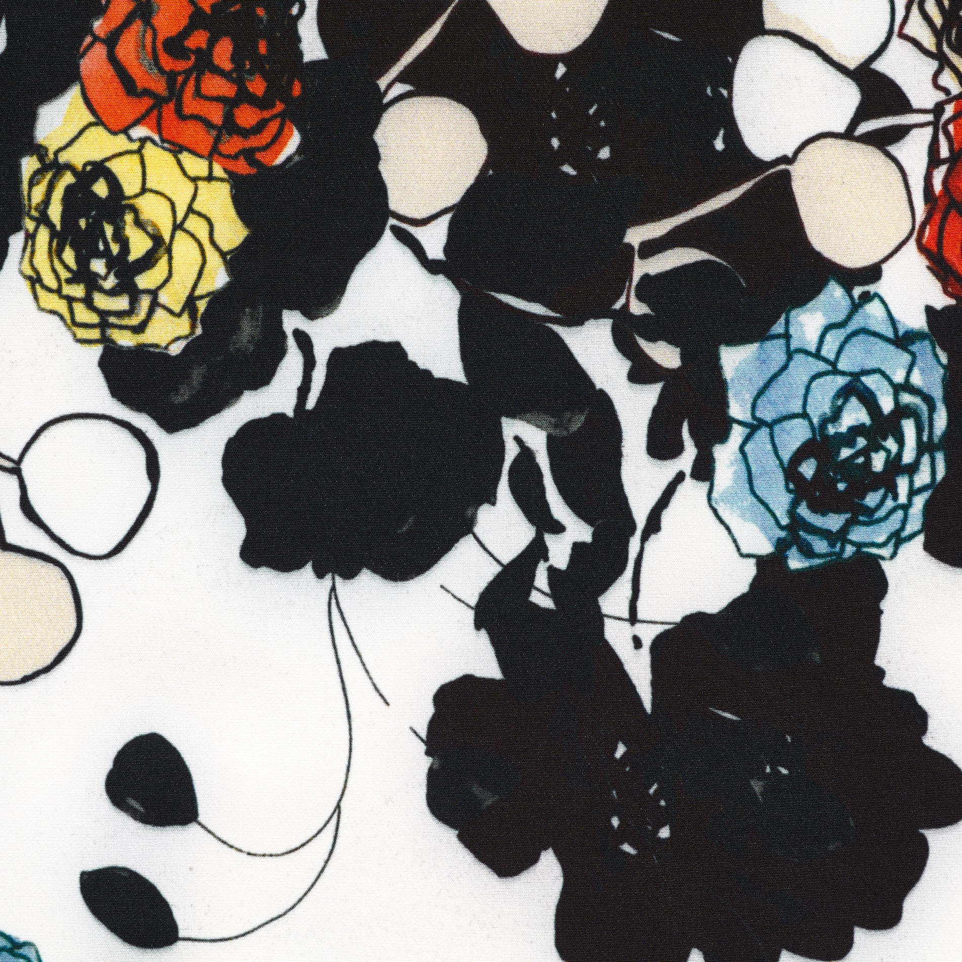 TWILL, FLORAL, ELASTIC, WATER LILY&RED ALERT (F000031359) - Texture