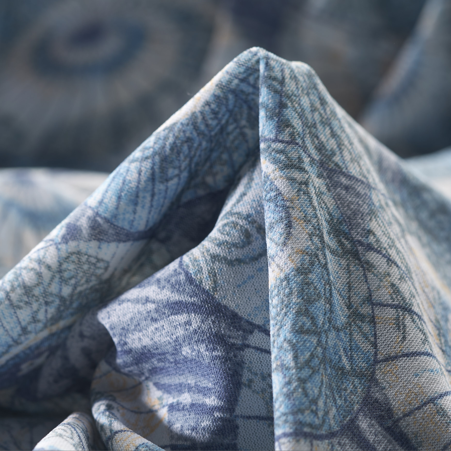 SINGLE JERSEY, CRÊPE, PRINTED, BEL AIR BLUE