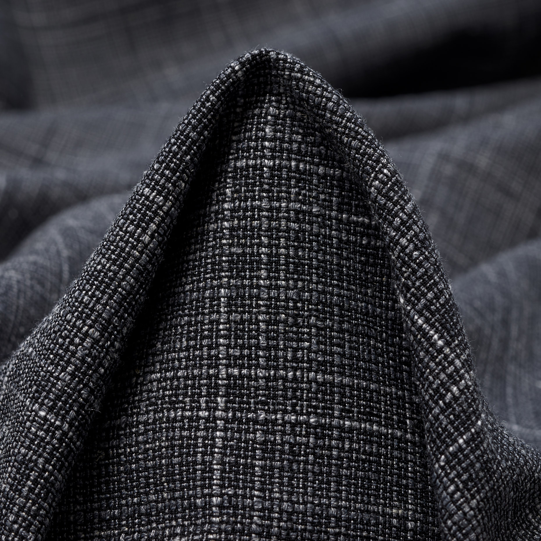 WOOL, LINEN, CHECK, GRAY BLACK (F000037842)