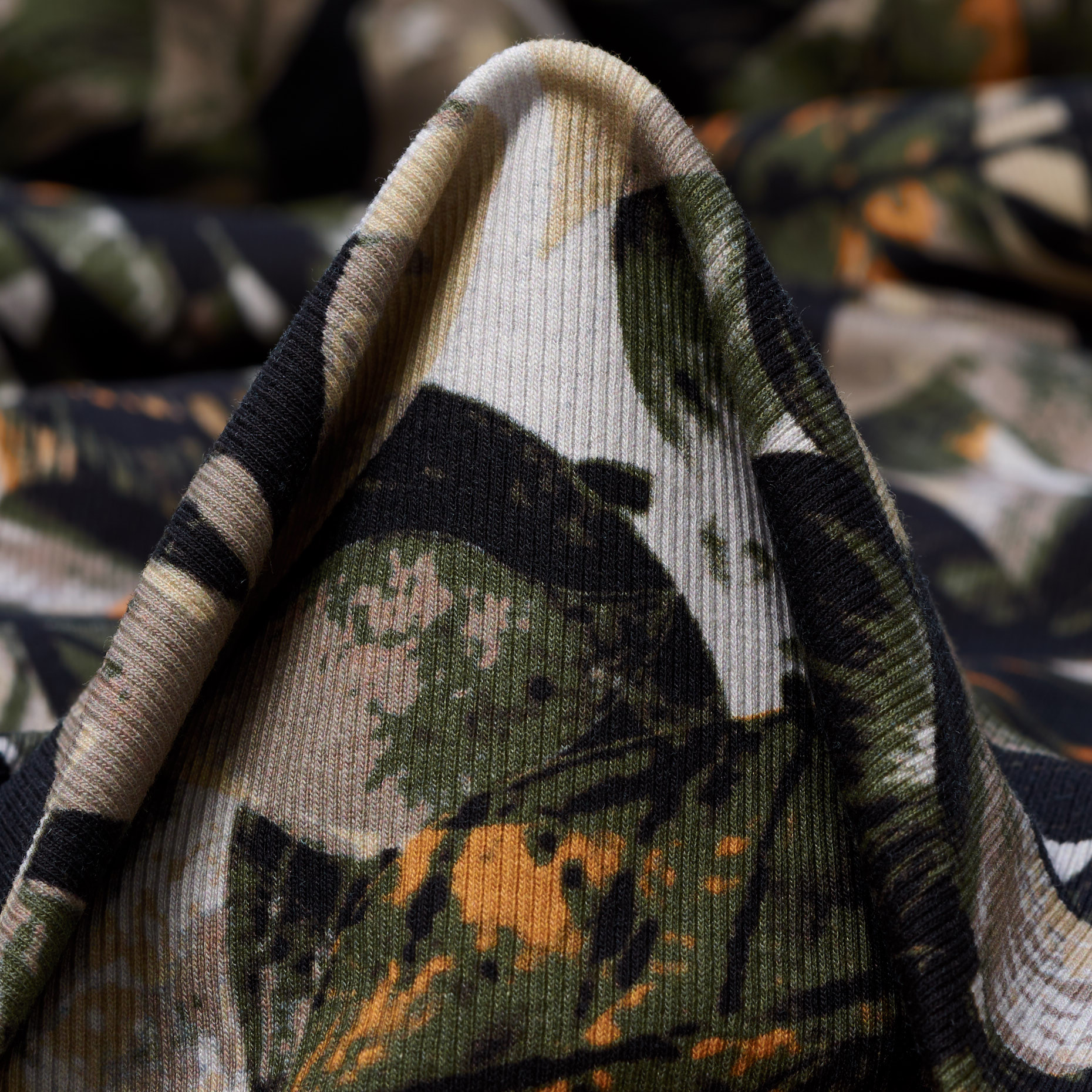 RIB JERSEY, COTTON, PRINTED, FOUR LEAF CLOVER&ORANGE JAM