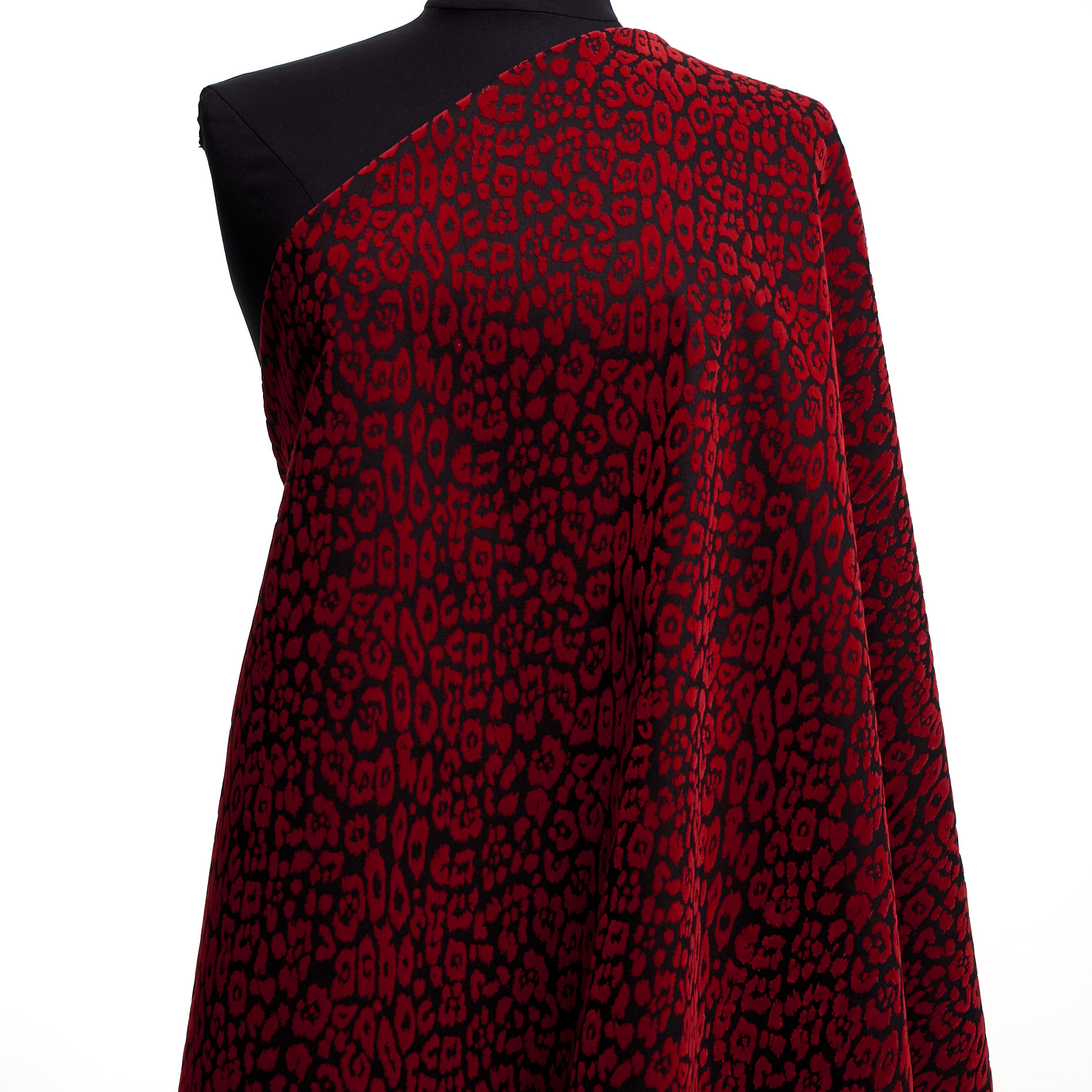 Sergé, Coton, Imprimé Flock, Jet Black&Lipstick (F000043878) - Mannequin