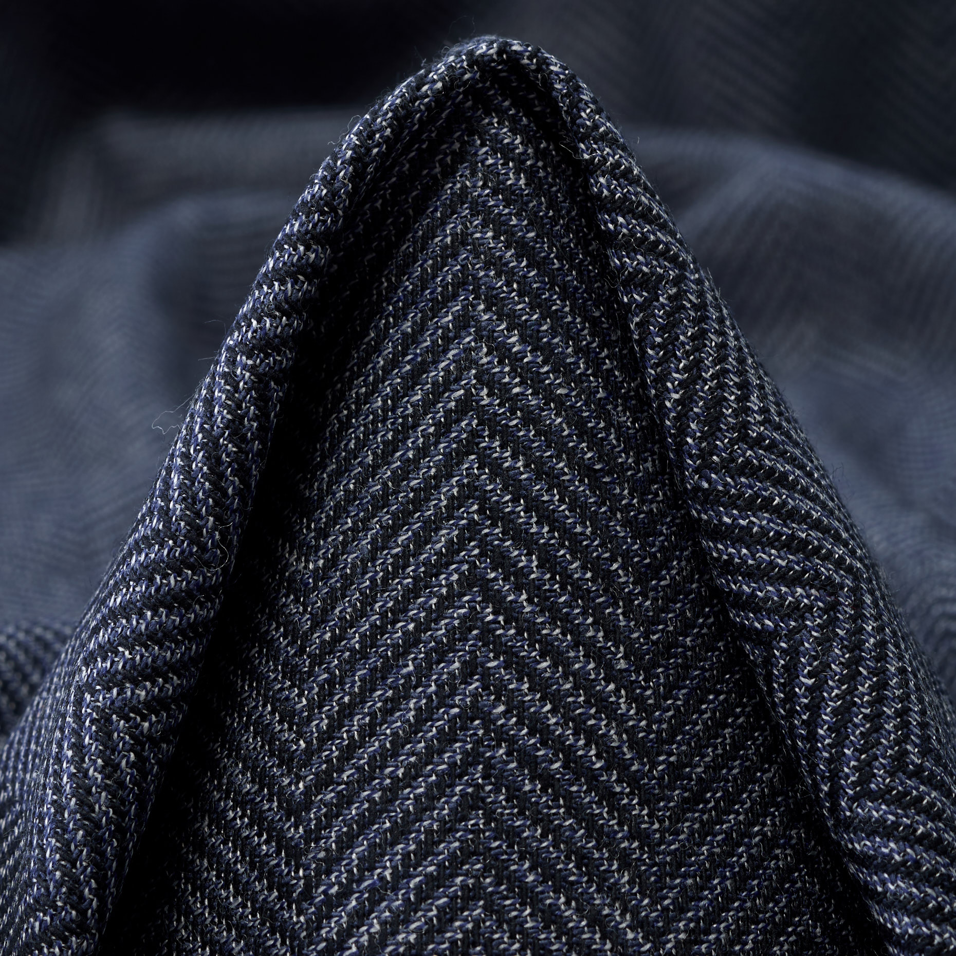 HERRINGBONE, COTTON, VIRGIN WOOL, BLUE INDIGO&RAVEN BLACK (F000044490)