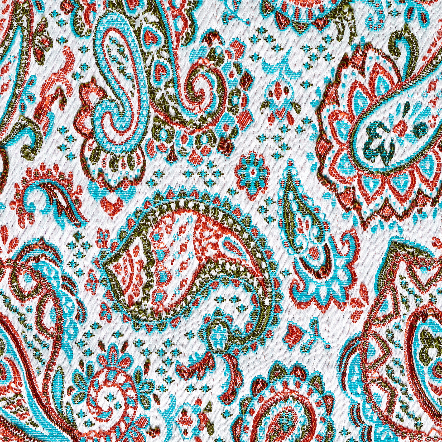 Jacquard, Algodón Mix, Paisley, Lucent White&Blue Curacao (P000002700) - Tejido