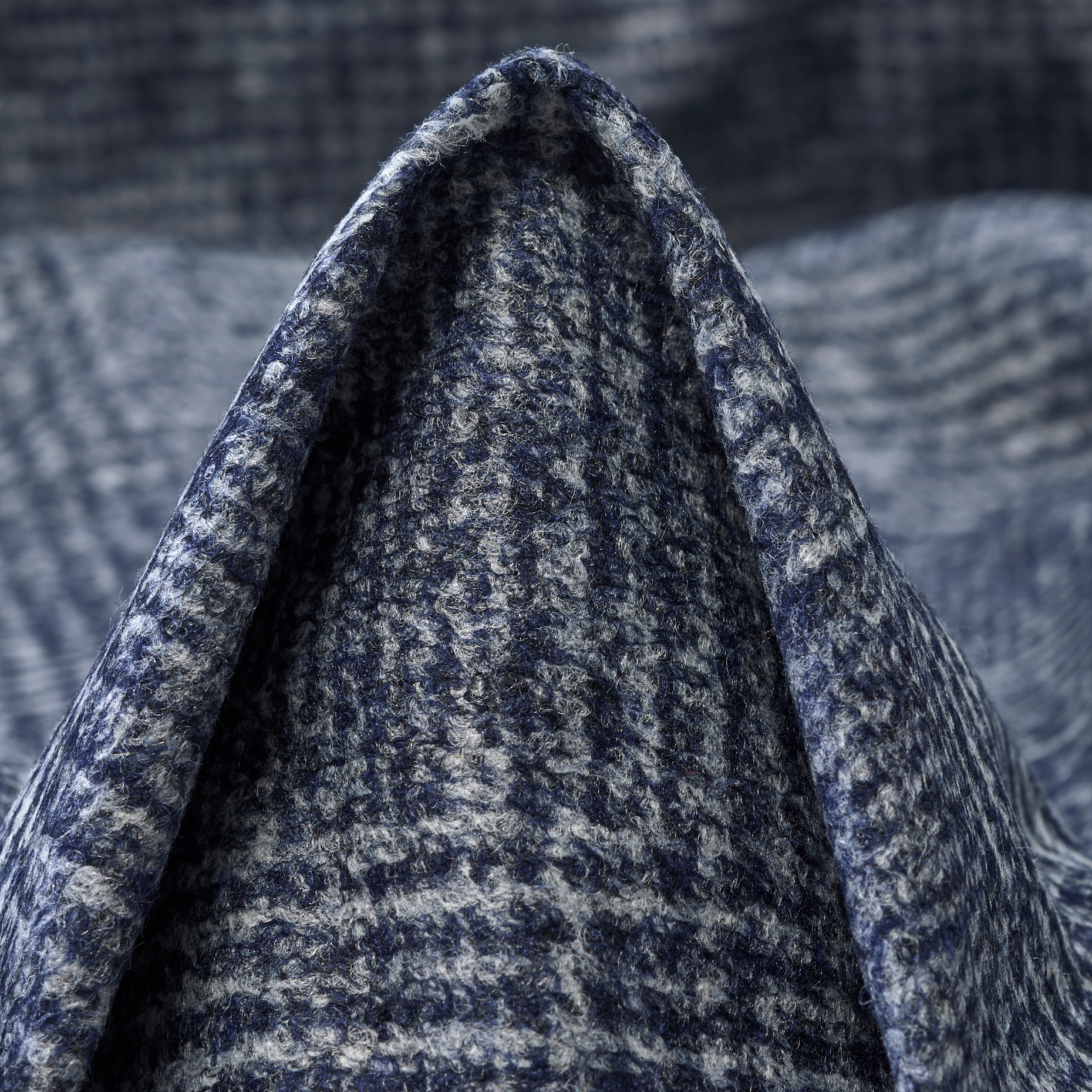 JERSEY, WOOL BLEND, CHECK, BLUE INDIGO&VAPOROUS GRAY (F000048095)