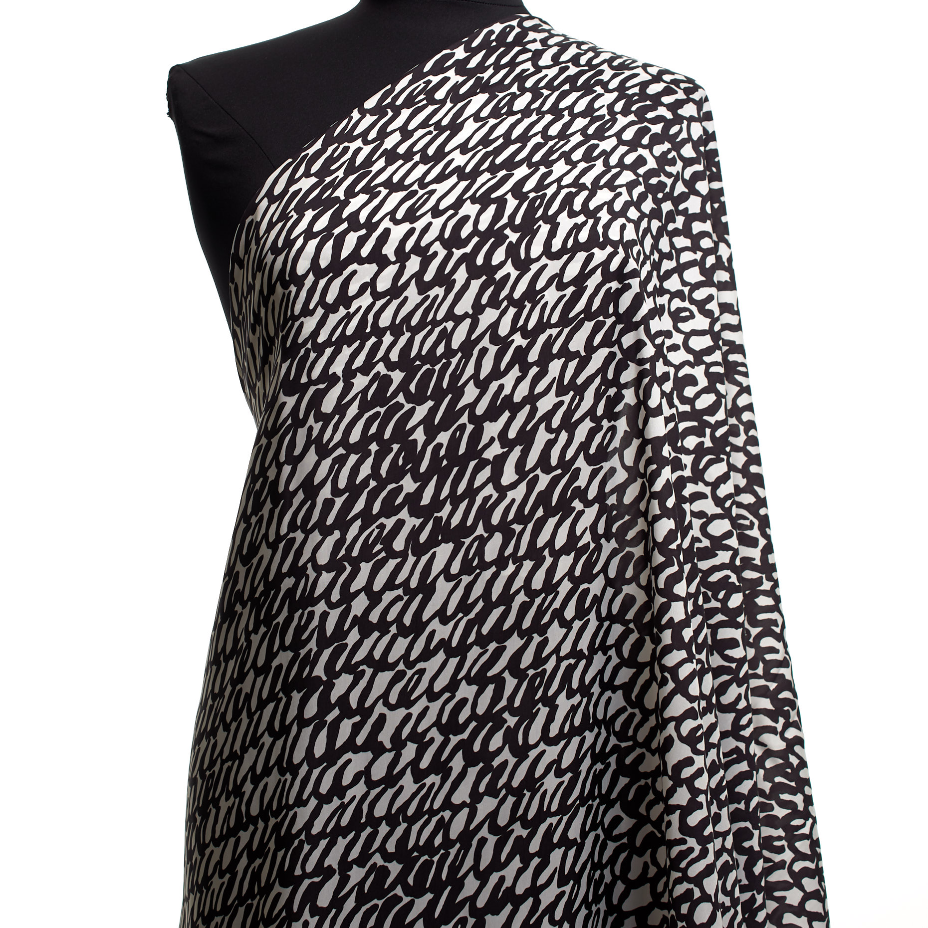 Подкладка, Купра, Принт, Raven Black&Brilliant White (F000041943) - Манекен