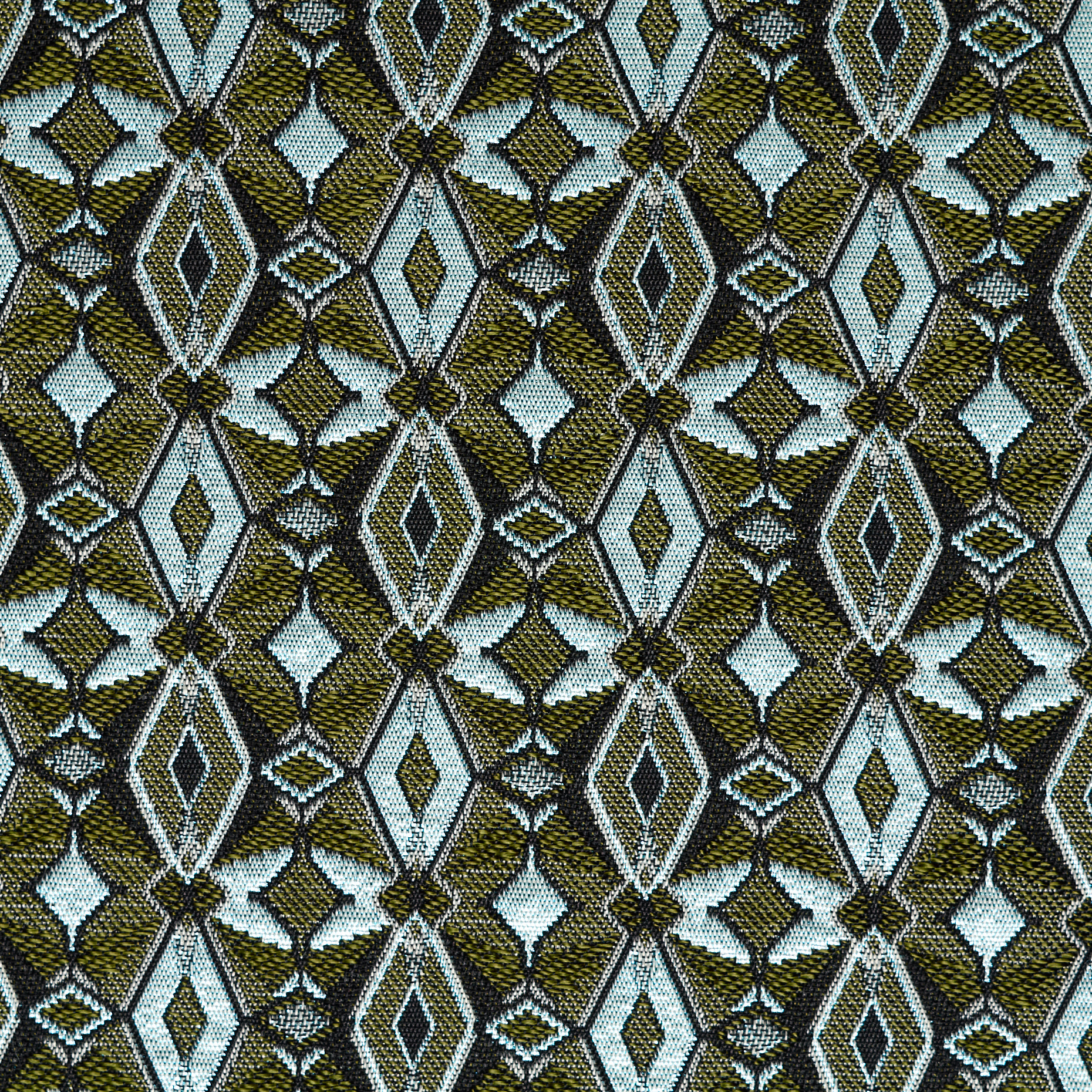 JACQUARD, ACETATE, GEOMETRIC DESIGN, STARLIGHT BLUE&DRIED HERB (P000004750) - Texture