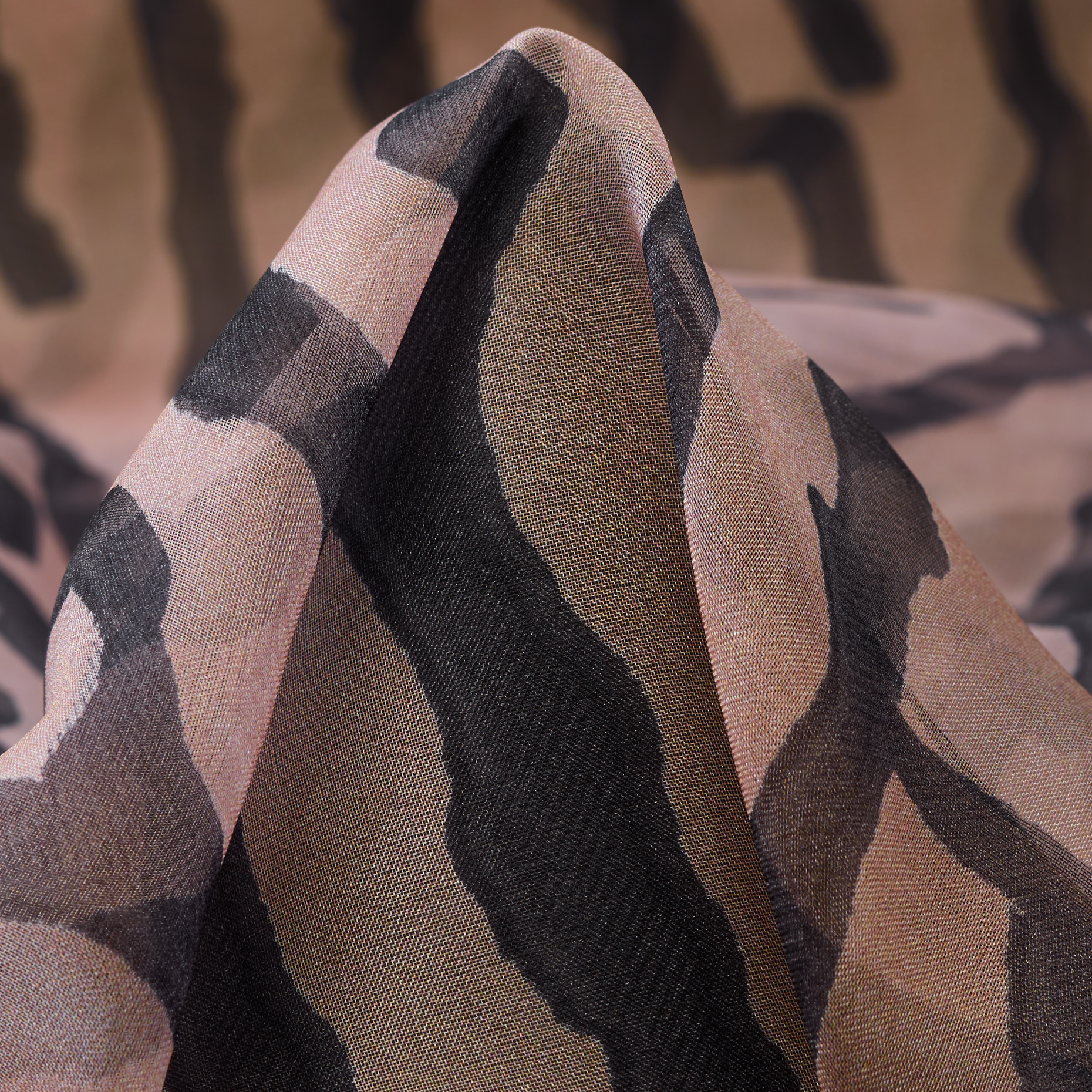 CHIFFON, SILK, PRINTED, ROSEWATER&BLACK OLIVE (F000049285)