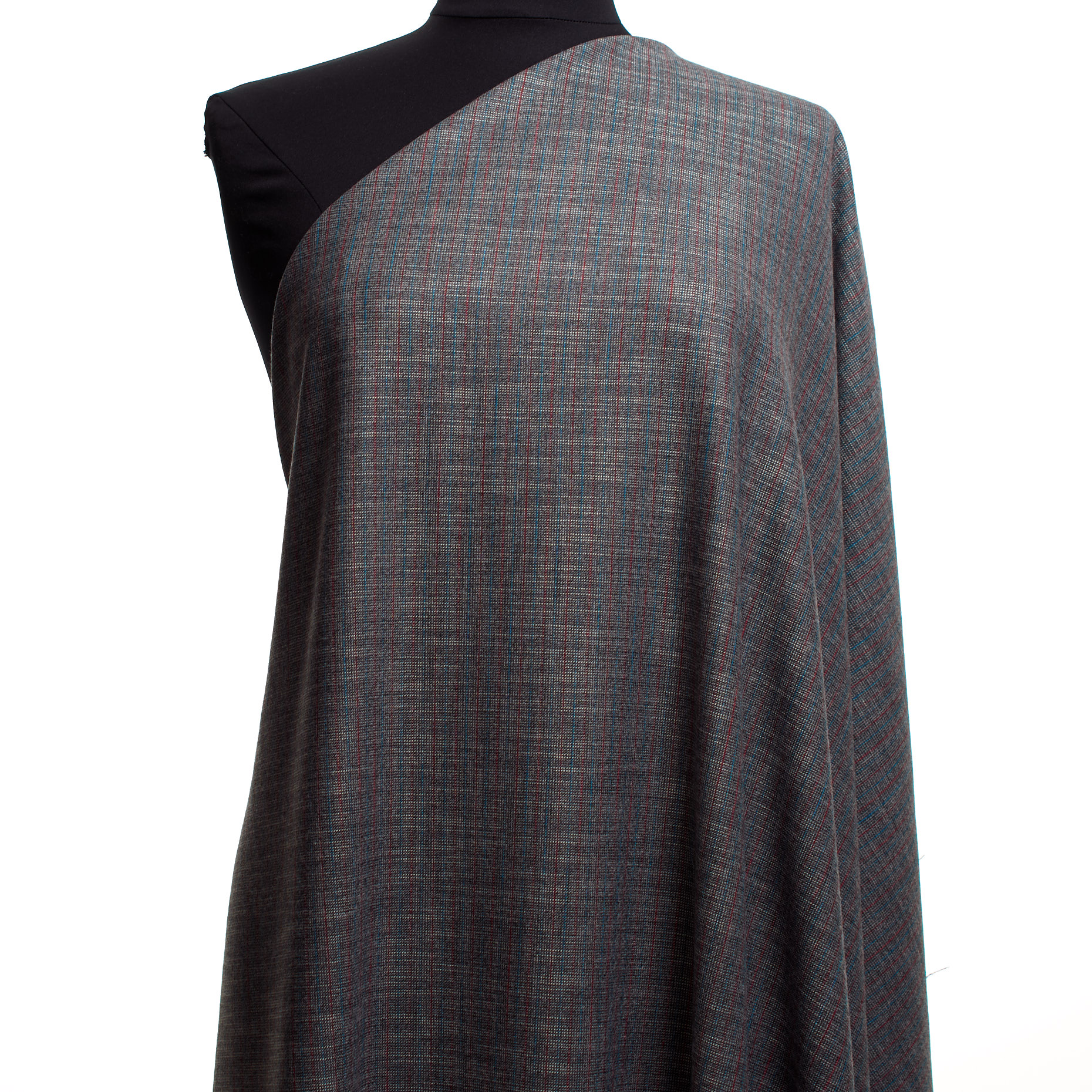 Flanella, Lana Vergine, Pinstripes, Charcoal Gray (F000043150) - Manichino