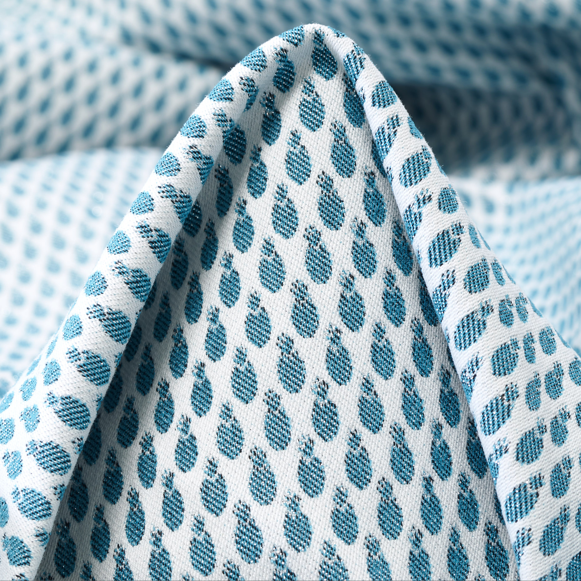 JACQUARD, COTTON ELASTIC, SNOW WHITE&DUSTY TURQUOISE (F000041382)