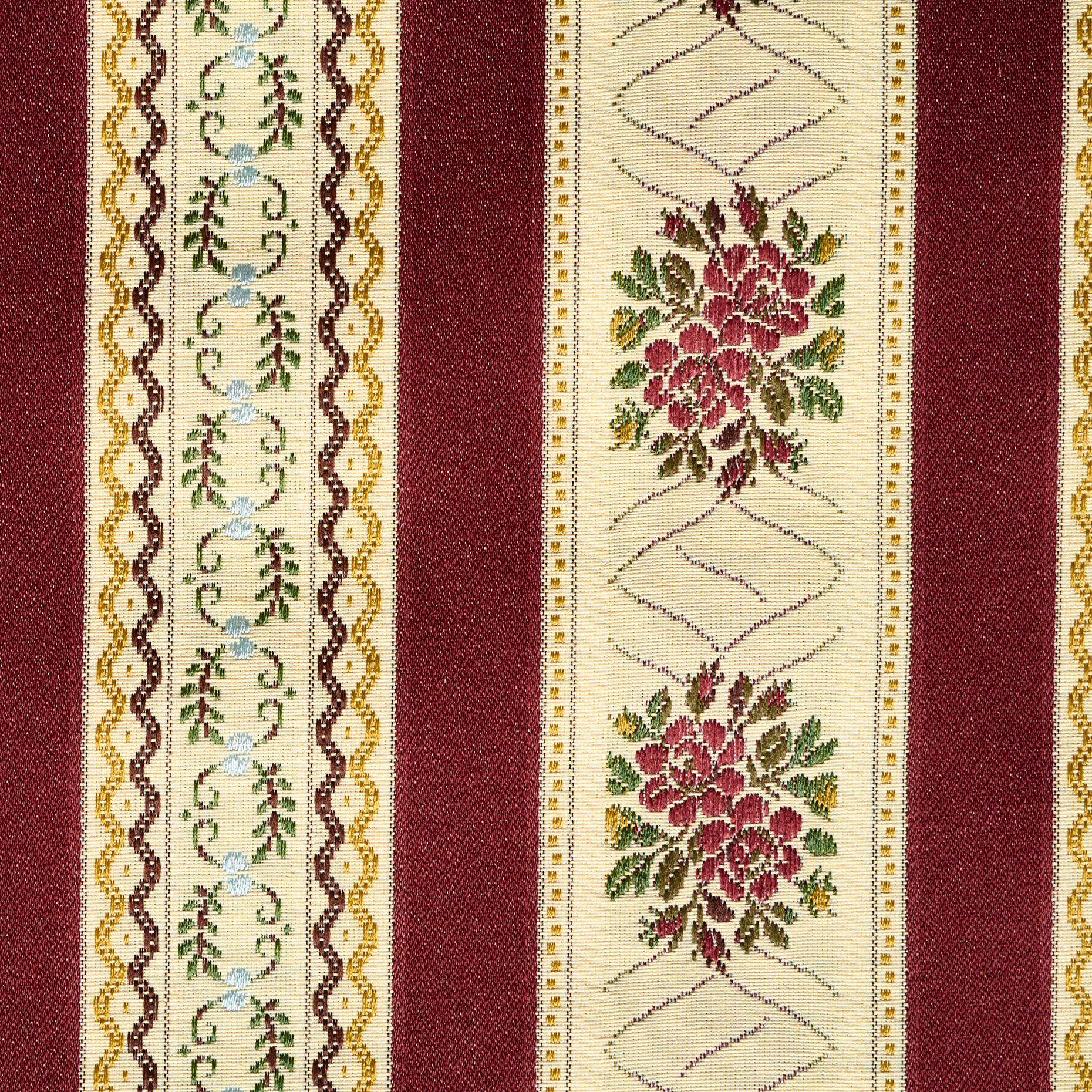 JACQUARD, COTTON, FLORAL, ANTIQUE WHITE&CABERNET (F000049596) - Texture