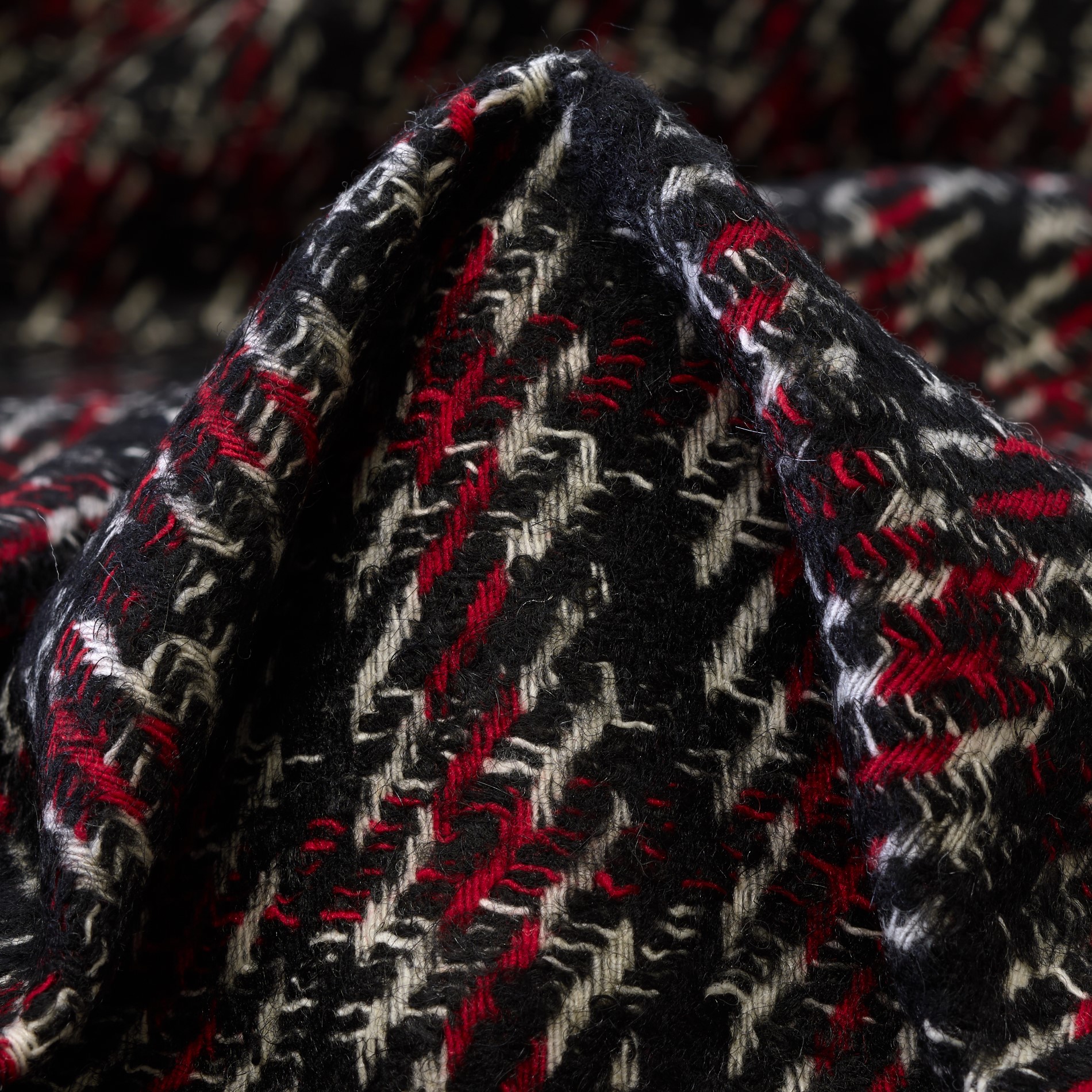 WOOL BLEND, HOUNDSTOOTH, LIPSTICK&IVORY