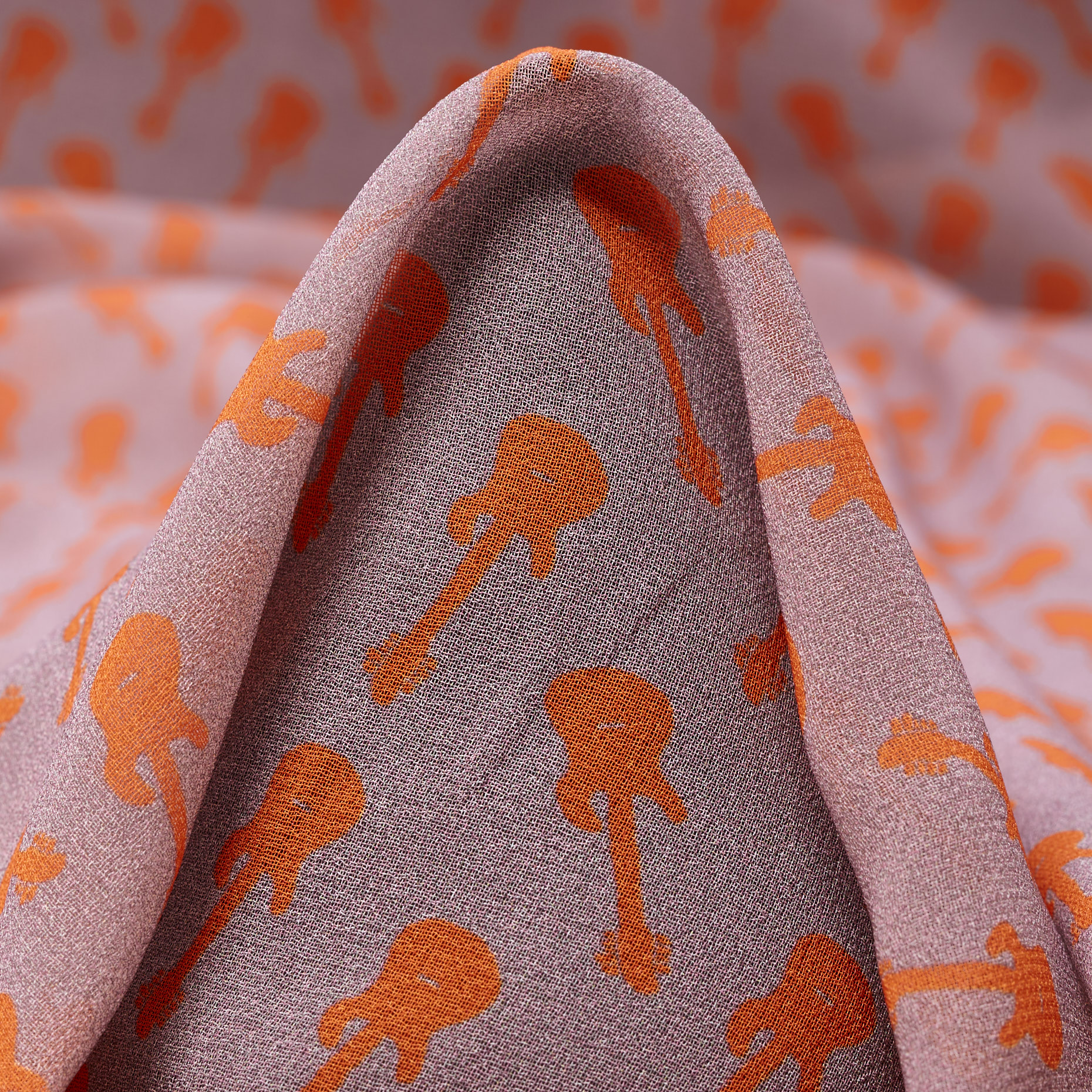 Chifón, Crêpe, Estampado, Dusty Orchid&Persimmon Orange (F000043652)