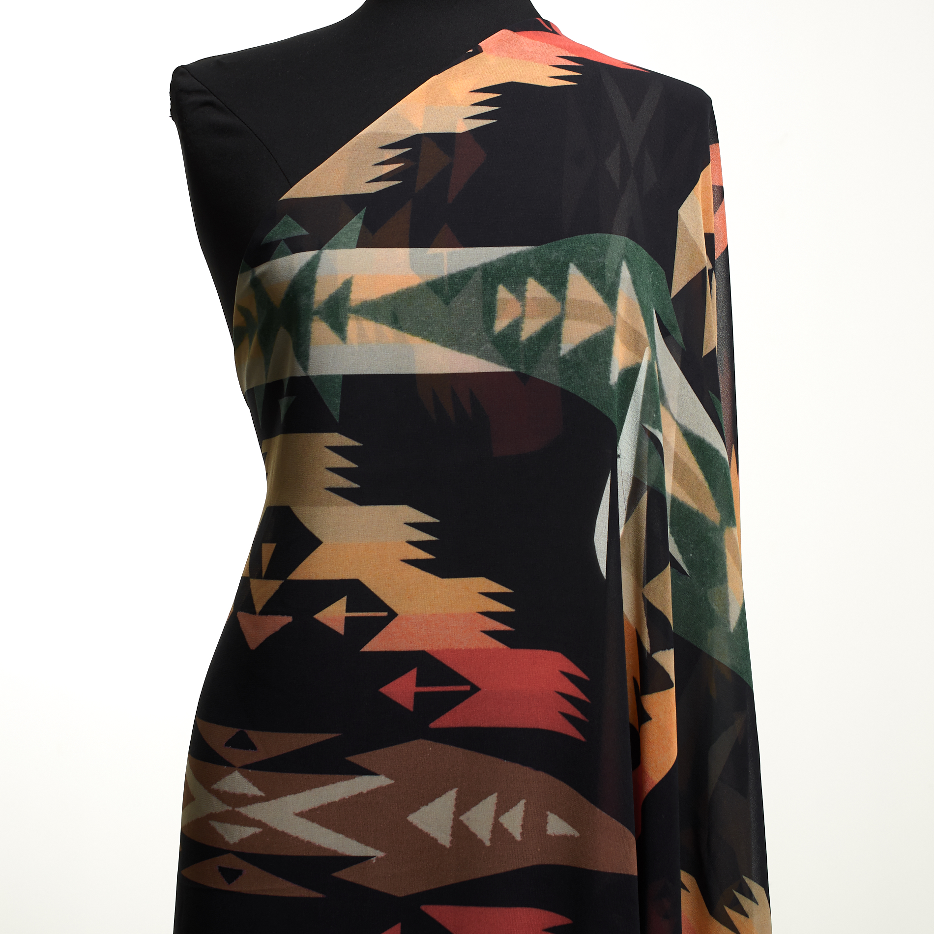 Crêpe, Bedruckt, Transparent, Raven Black&Hot Fudge (F000031797) - Schaufensterpuppe