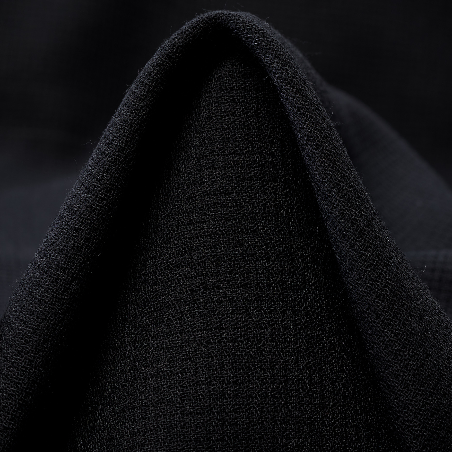 CRÊPE, VIRGIN WOOL, TRANSPARENT, JET BLACK (F000019614)