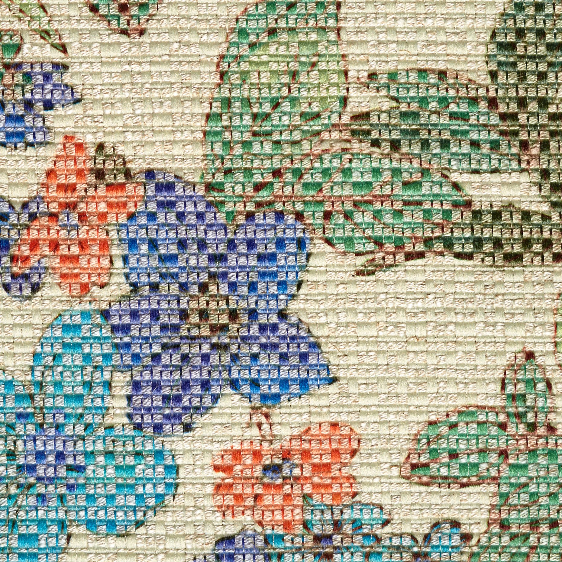 CANVAS, LINEN BLEND, PRINTED, ANTIQUE WHITE&VIVID BLUE (F000044267) - Texture