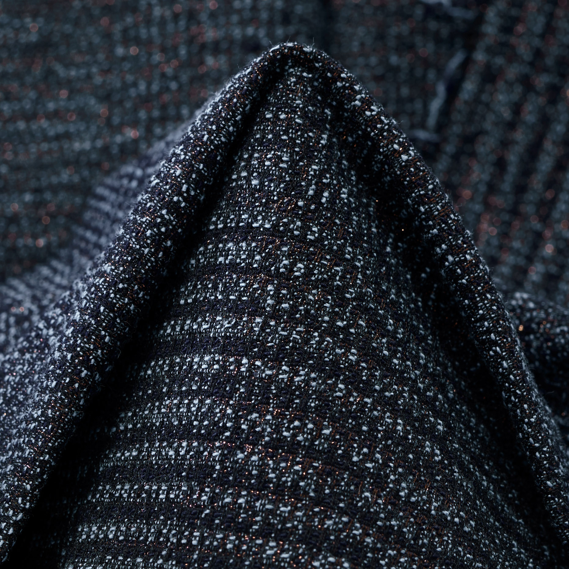 COTTON, LUREX, ELASTIC, BLUE INDIGO&PALE GOLD (F000031168)