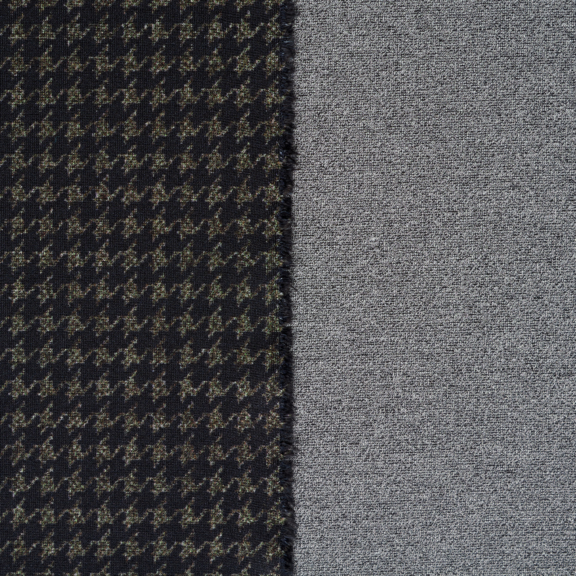 JERSEY, COTTON, HOUNDSTOOTH, COVERT GREEN&RAVEN BLACK (F000045177) - Texture