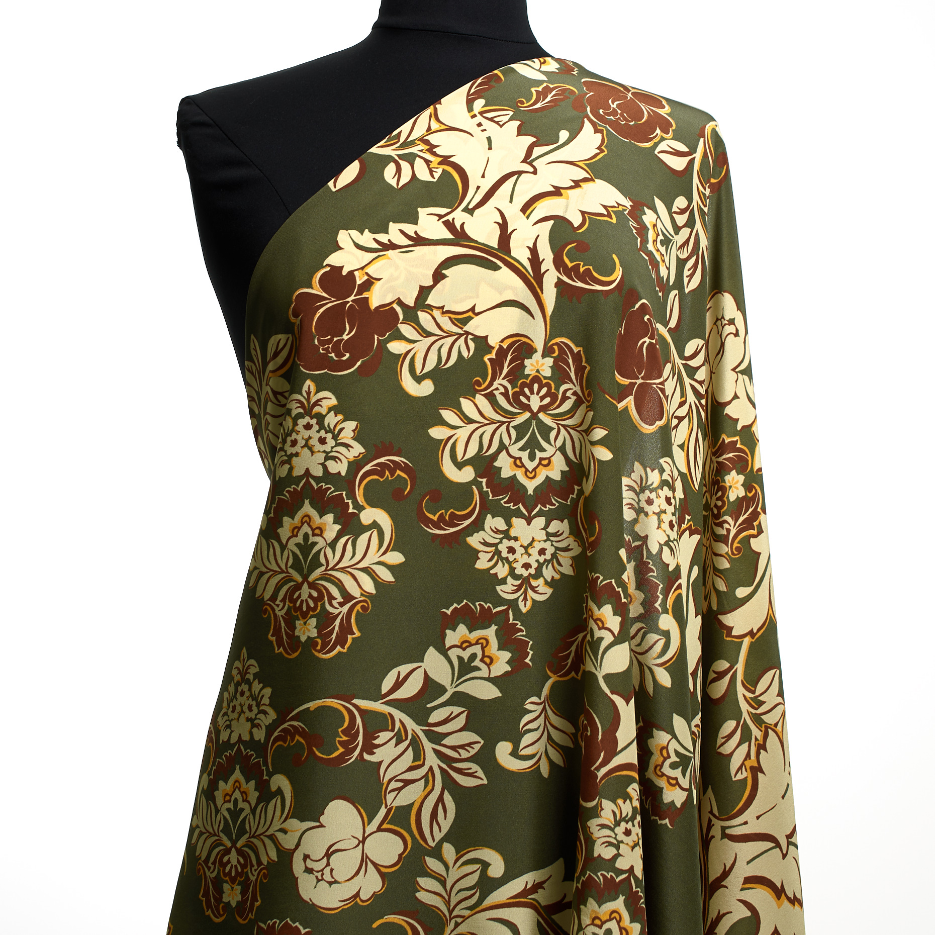 Crêpe, Seide, Bedruckt, Four Leaf Clover&Cloud Cream (T0000668) - Schaufensterpuppe