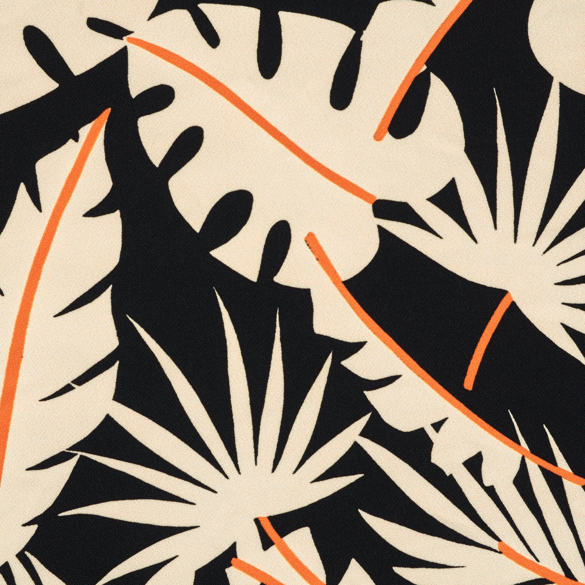 Креп, Стрейч, Цветы, Bone White&Raven Black (F000037545) - Ткань