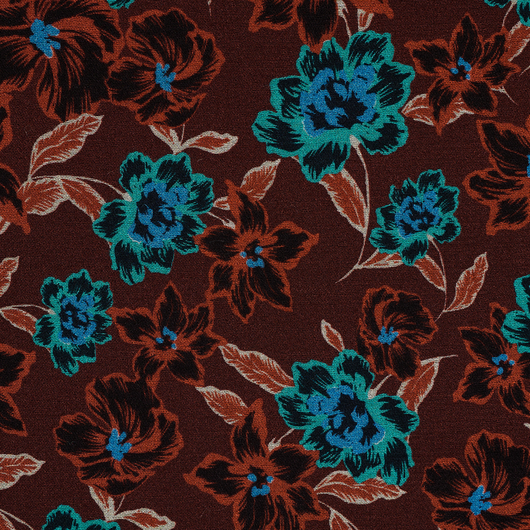 Voile, Viscose , Floral, Ruby Wine (F000040416) - Tissage