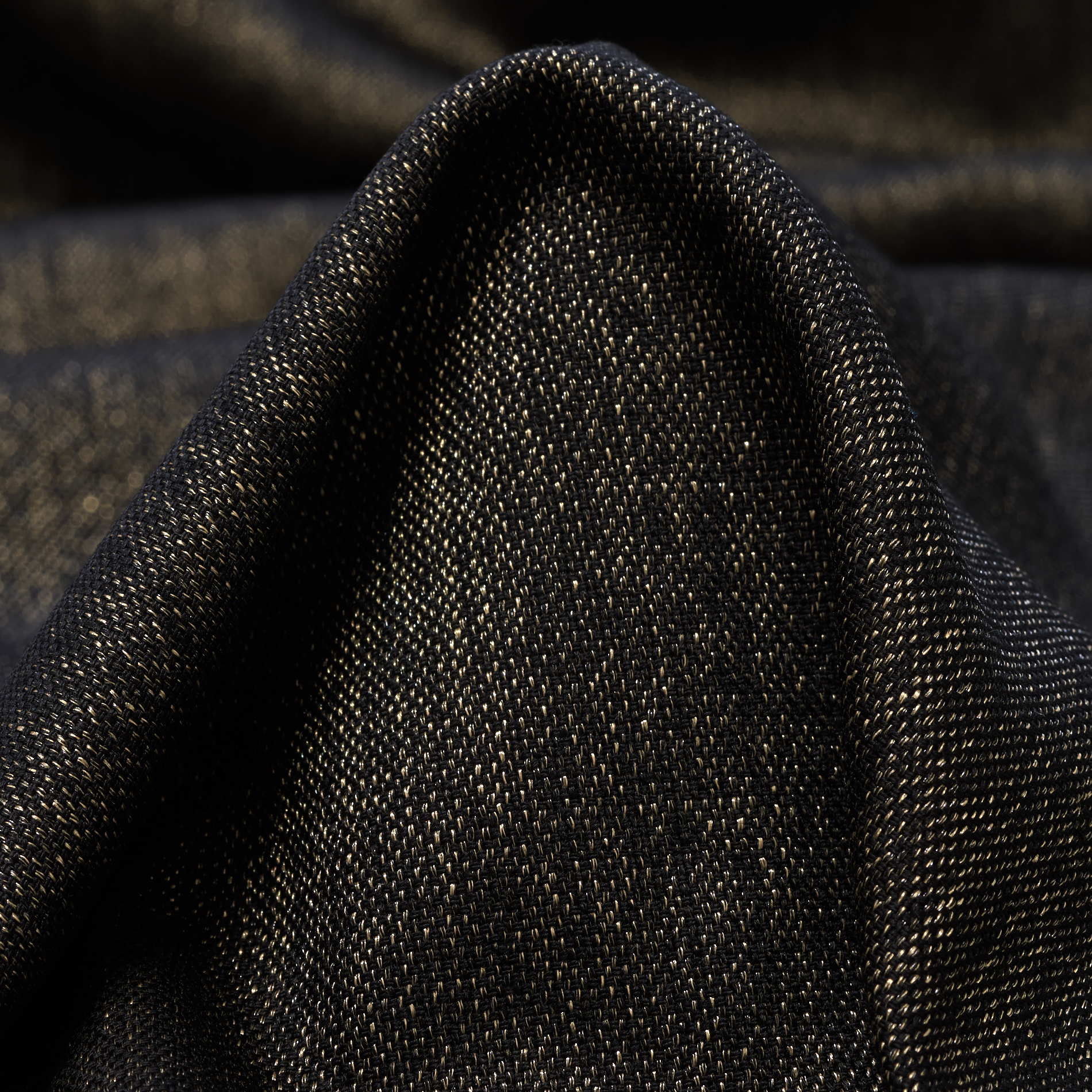 FINE WOOL, VISCOSE, MELANGE, GOLD&BLACK COFFEE (F0001754)