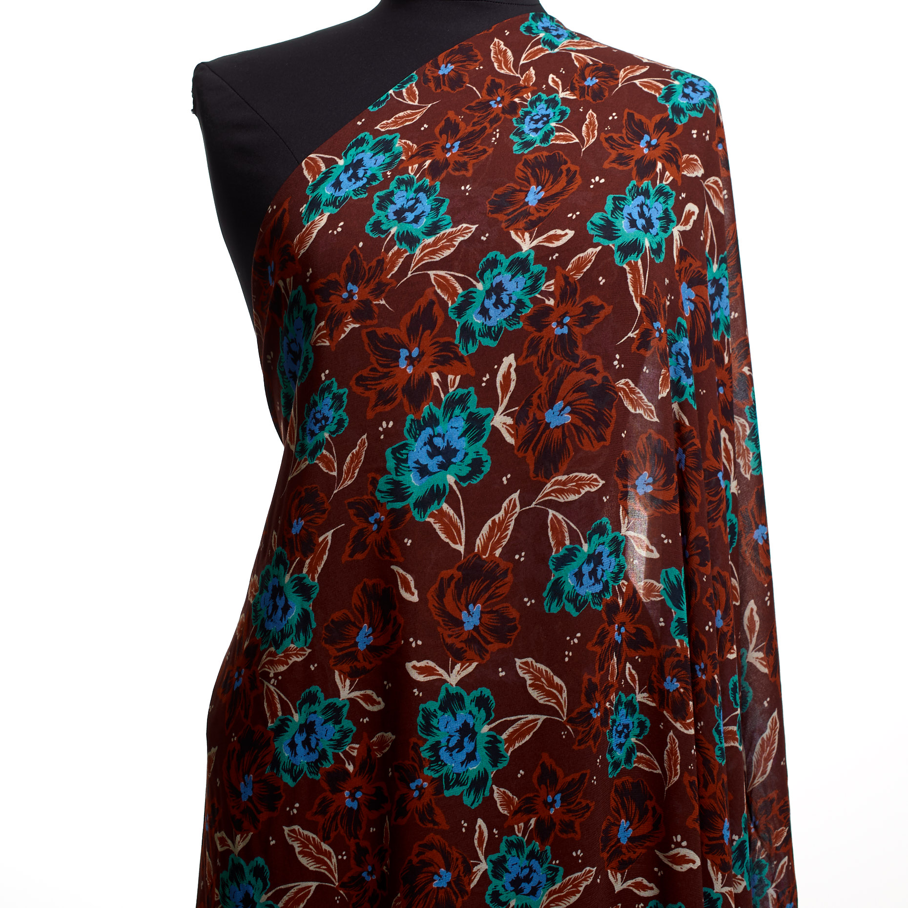 CRÊPE, VISCOSE, PRINTED, SEA JET&MERLOT (F000040022) - Mannequin